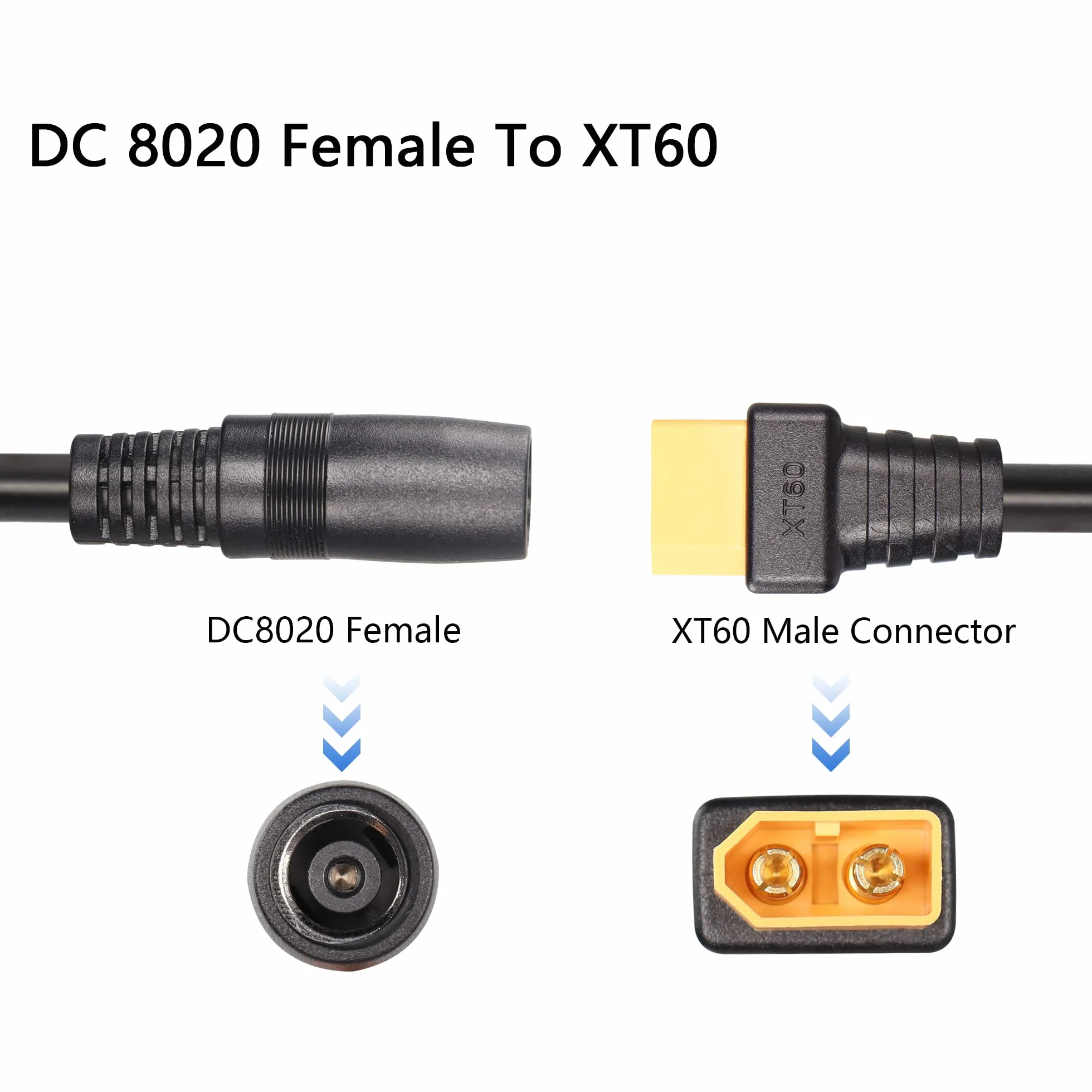 SinLoon DC8020 na XT60 panel słoneczny, adapter, kabel zasilający 14 AWG 5FT DC8020 gniazdo na XT60, kabel adaptera z wtyczką DC7909 do panelu słonecznego, RV Portable Power Station (XT60 razy)