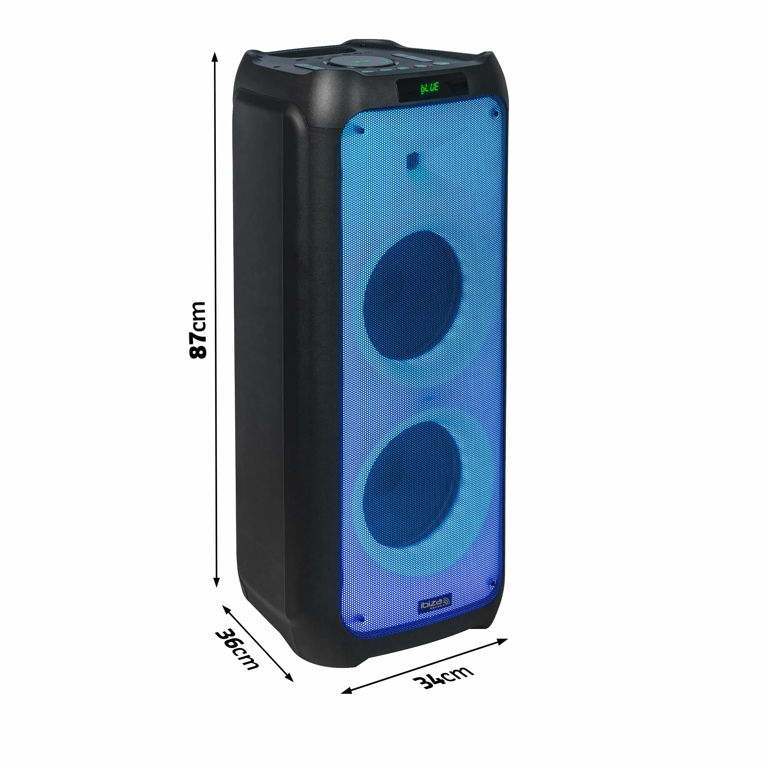 Ibiza WAVE10 System głośników 800W 2x10" Bluetooth USB microSD LED TWS Czarny