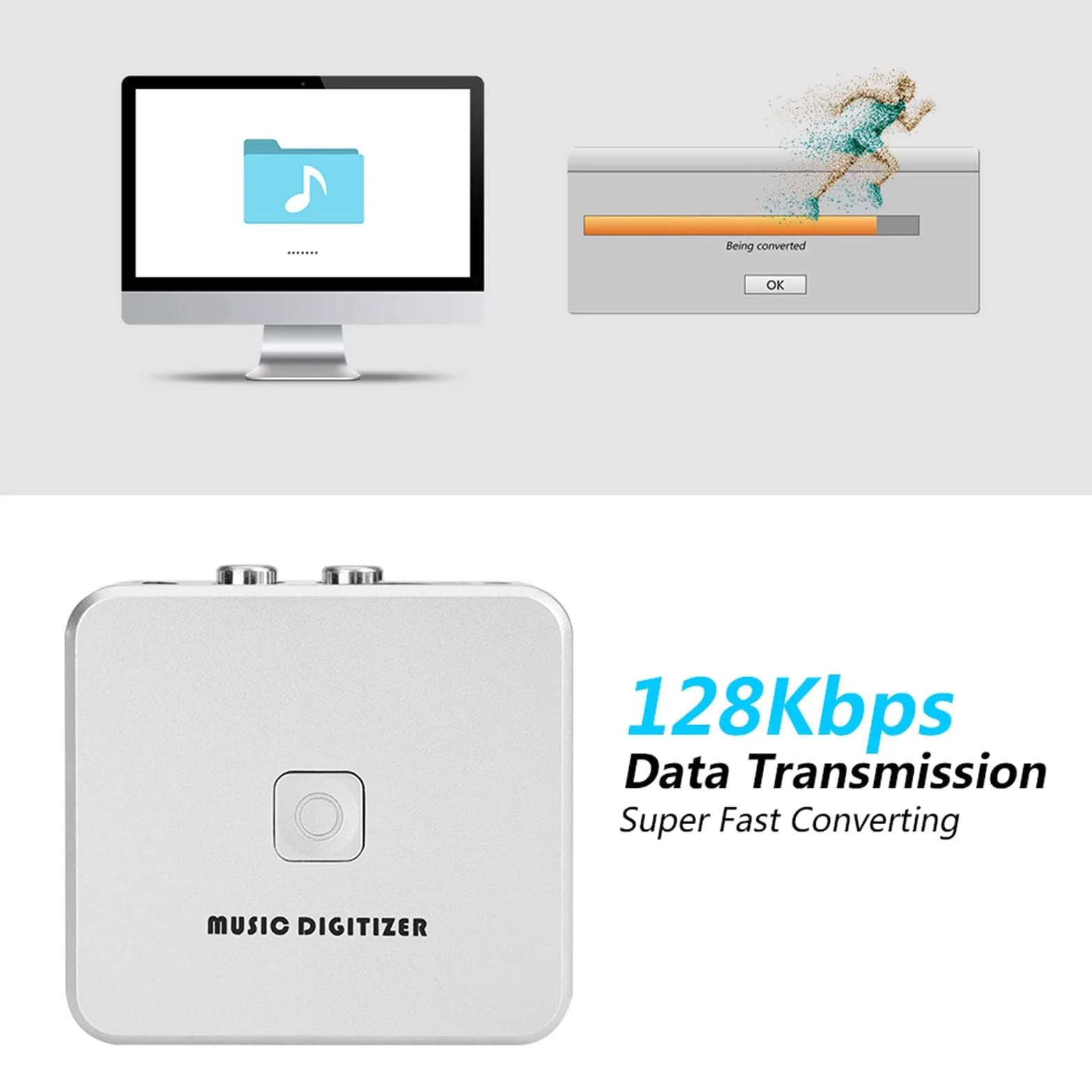 Ausla Digitizer MP3 Converter do Kaset Magnetofonowych na Format Cyfrowy z Nagrywaniem na USB SD Card 128Kbps Szybkie Transfery Odtwarzanie Sprawdź