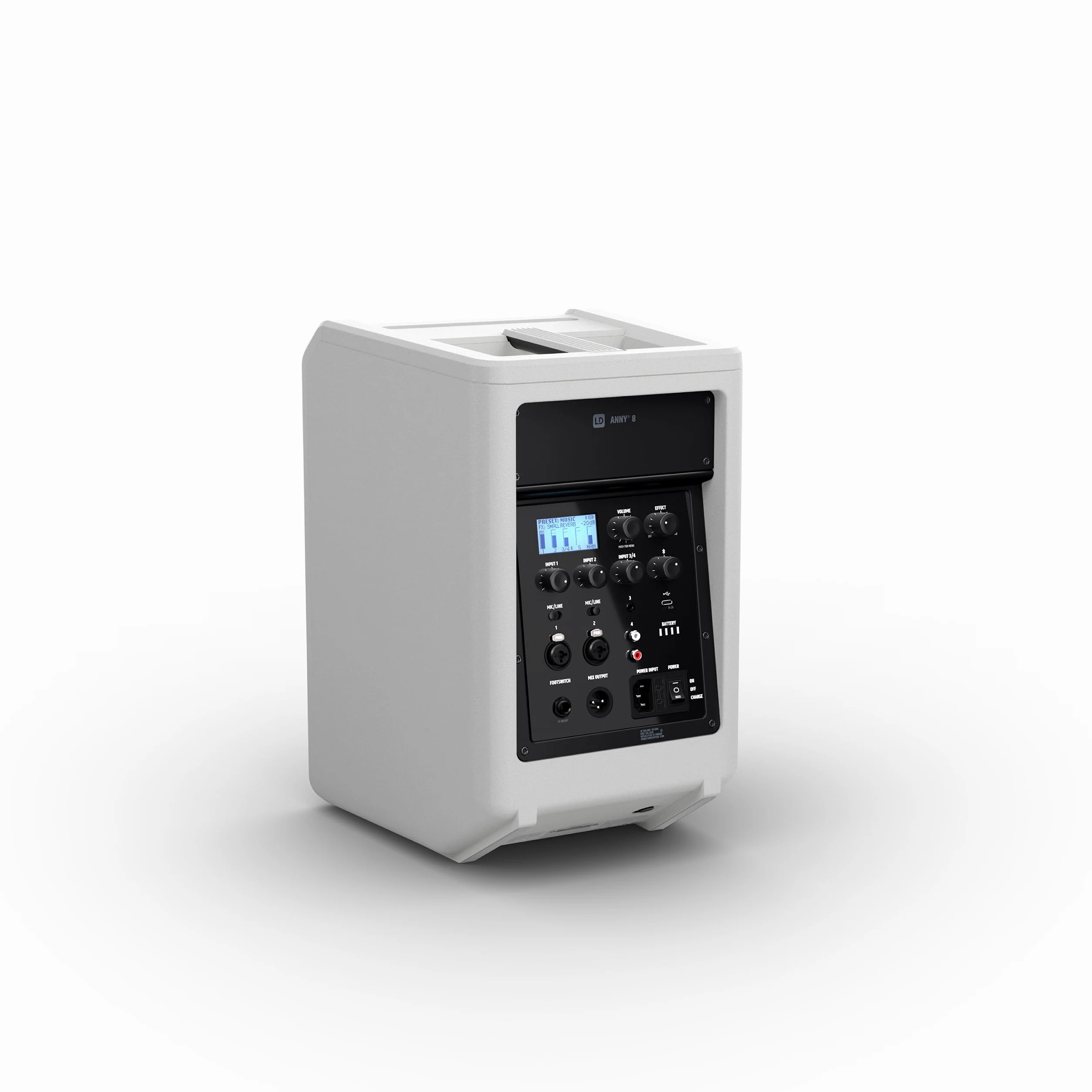 ANNY 8 Przenośny głośnik PA na baterie Bluetooth i mikser Pure White