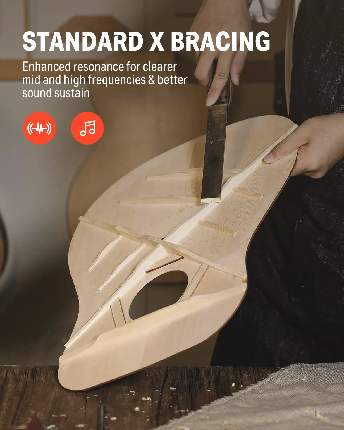 Donner Gitara akustyczna Dreadnought 4/4 104 cm, zestaw dla początkujących, czarny
