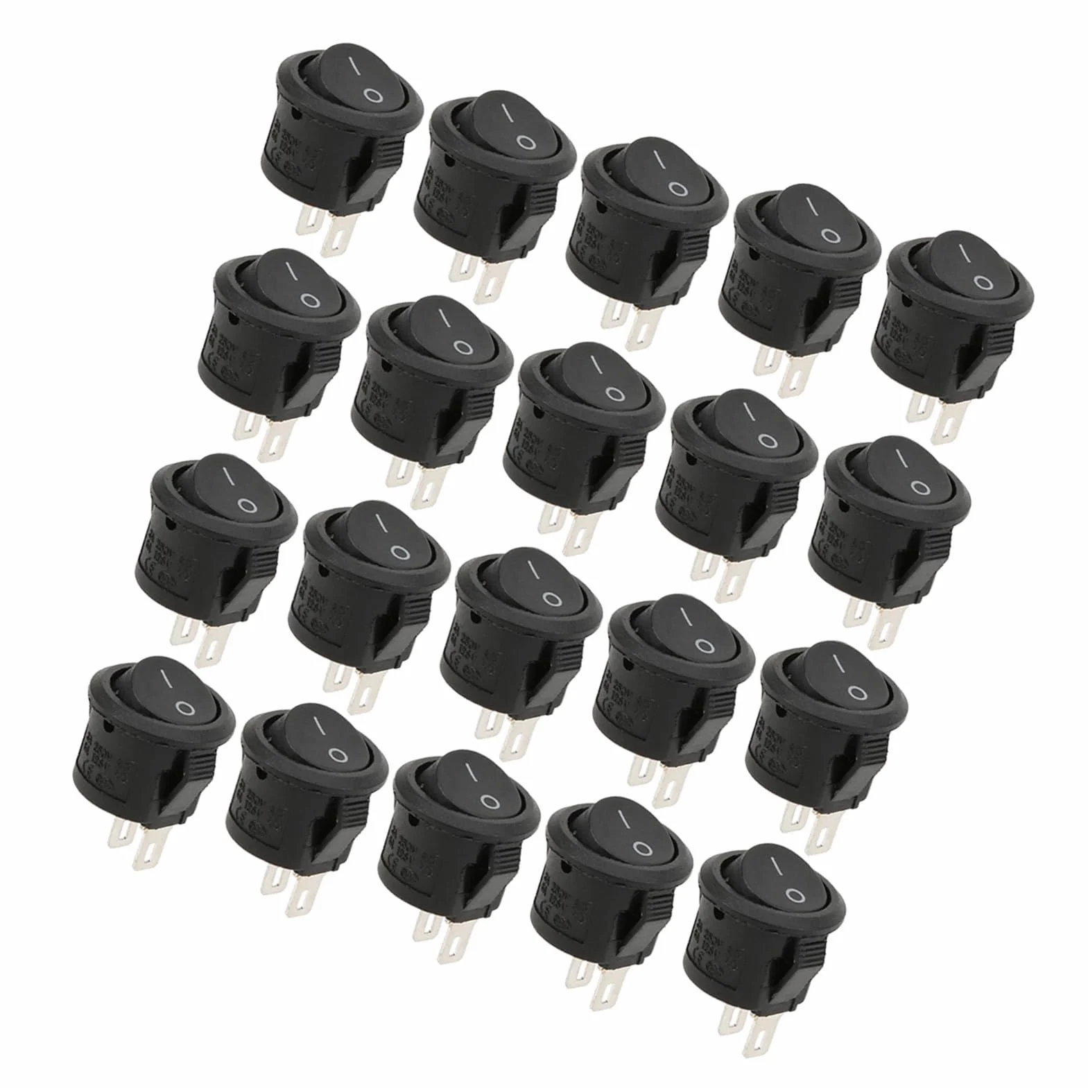 Przełącznik Kołyskowy 2-Pinowy 2-Pozycyjny Mały Okrągły Zestaw 20 Sztuk Włącznik i Wyłącznik dla Elektroniki DIY