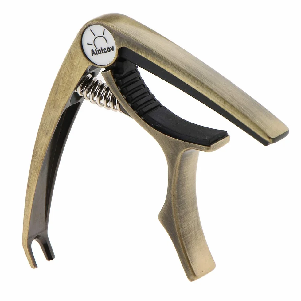 Non-brand kapodaster kapodaster gitara Kapo Capo Tune Clamp Key Trigger Puller do paznokci do gitary/basu/ukulele/banjo - brąz