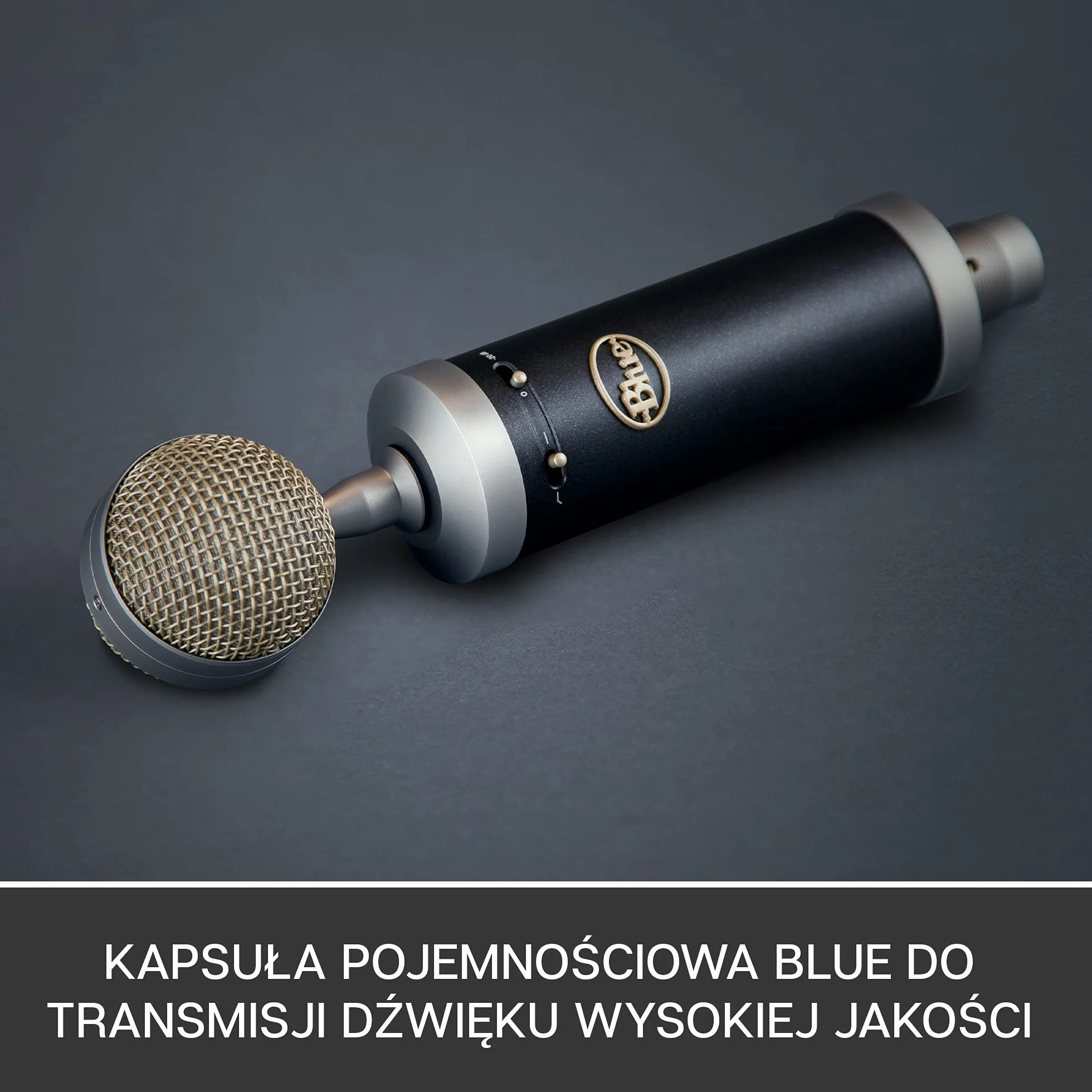 Blue Baby Bottle SL XLR Mikrofon Pojemnościowy Kardioidalny do Pro Gamingu, Nagrywania, Streamingu, Podcastów, Shockmount, Filtr Górnoprzepustowy, Ciepły Dźwięk Vintage, Ochronne Etui - Czarny