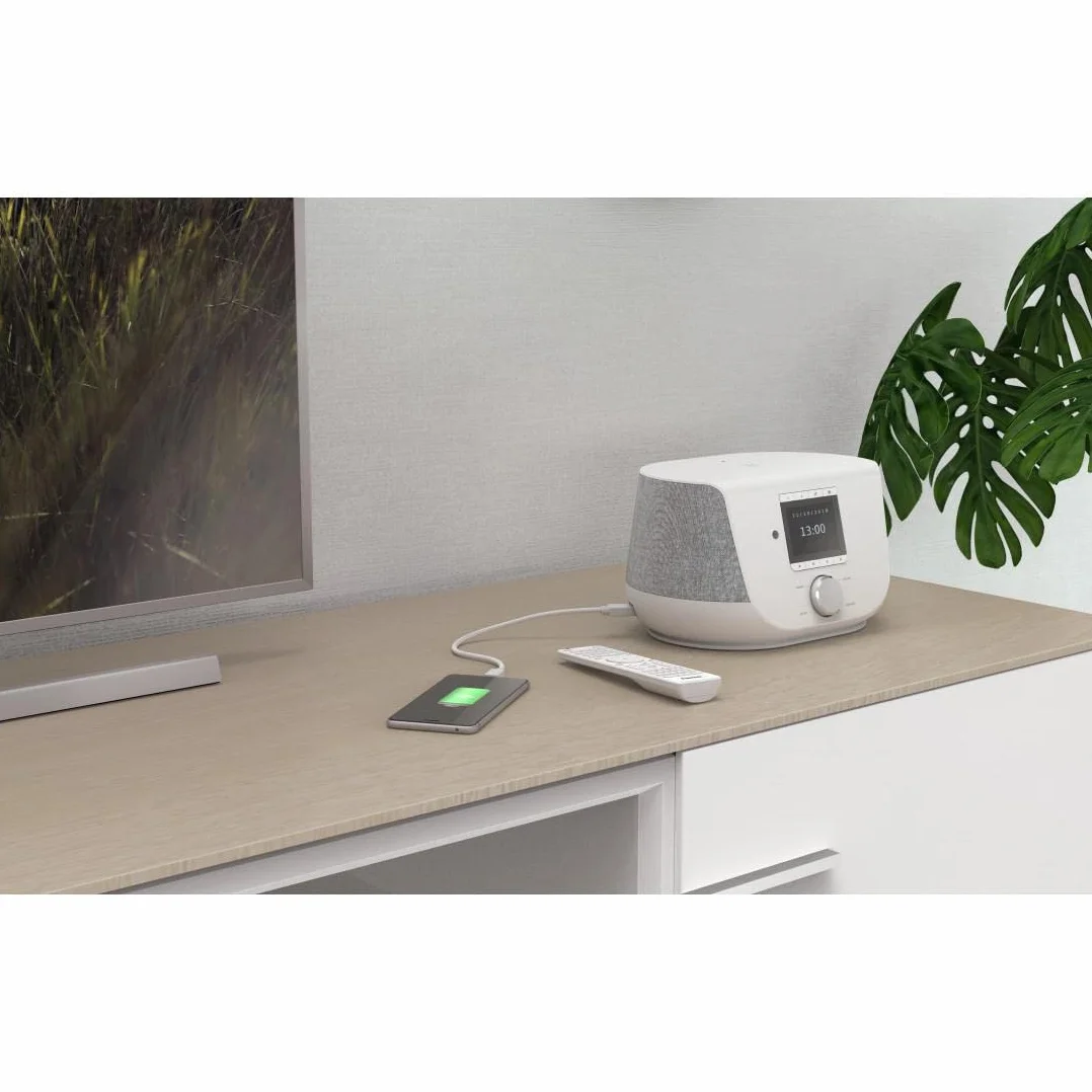 Hama Radio Cyfrowe DIR3300SBT FM/DAB/DAB+/INT/BT (radio internetowe, gniazdo USB A/F/jack 3,5mm, 2.4GHz/5GHz, 20 W, stereo, pilot, 24,5 x 15,5 x 15,5 cm, kabel 1,8m) białe