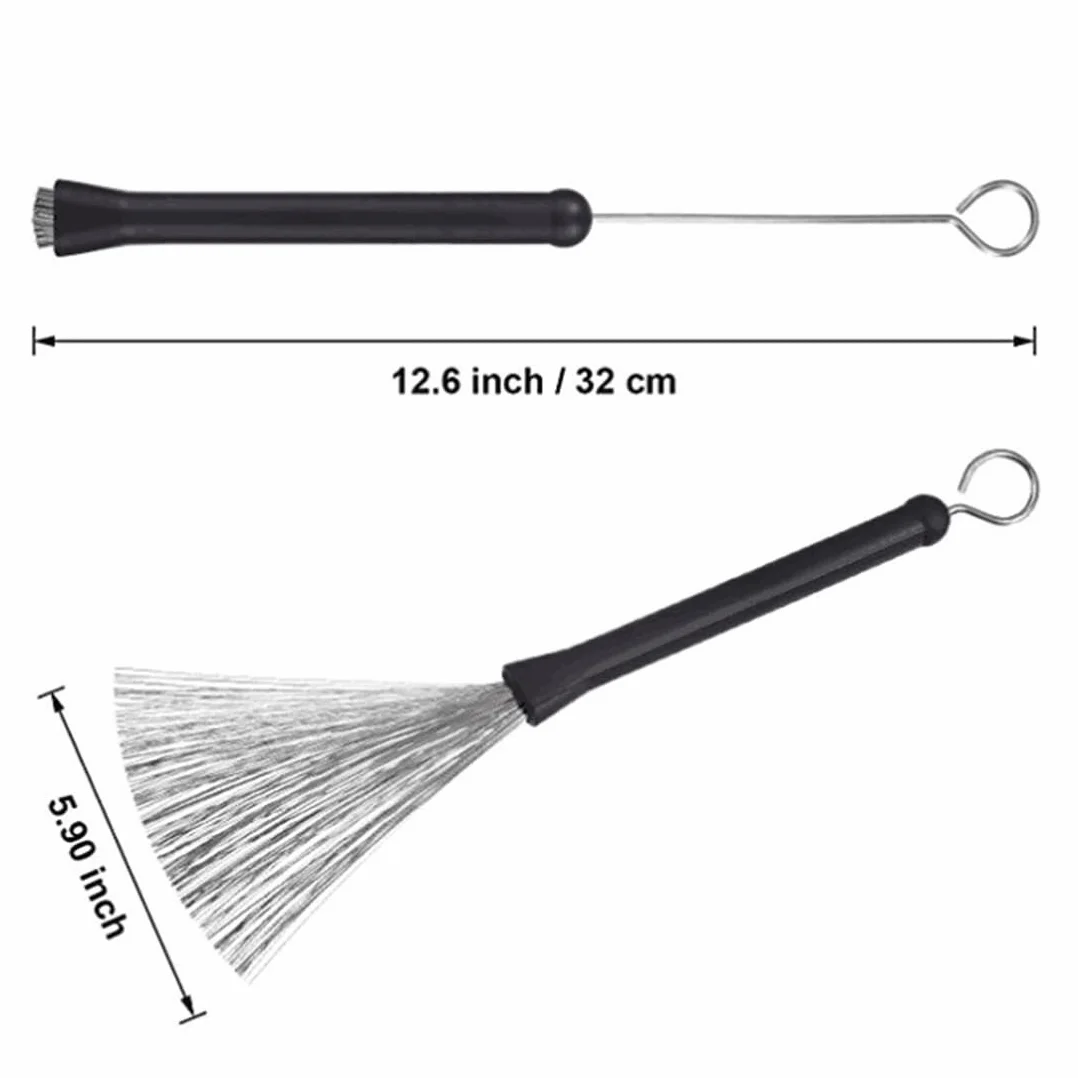 1 para SJBAUTYO Drum Brushes, wysuwane, miotły jazzowe ze szczotek drucianych do perkusji, pałeczek bębnowych, szczotek bębnowych, krzaków, chowane.