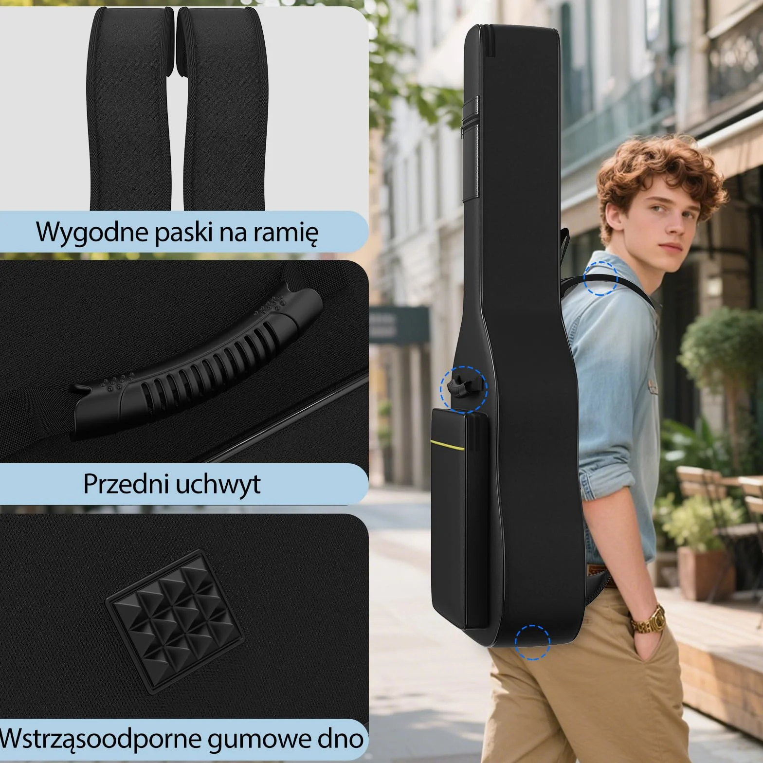 GLEAM Torba na gitarę – 8 mm wyściółka z gąbki do akustyki 104,1 cm – wodoszczelna