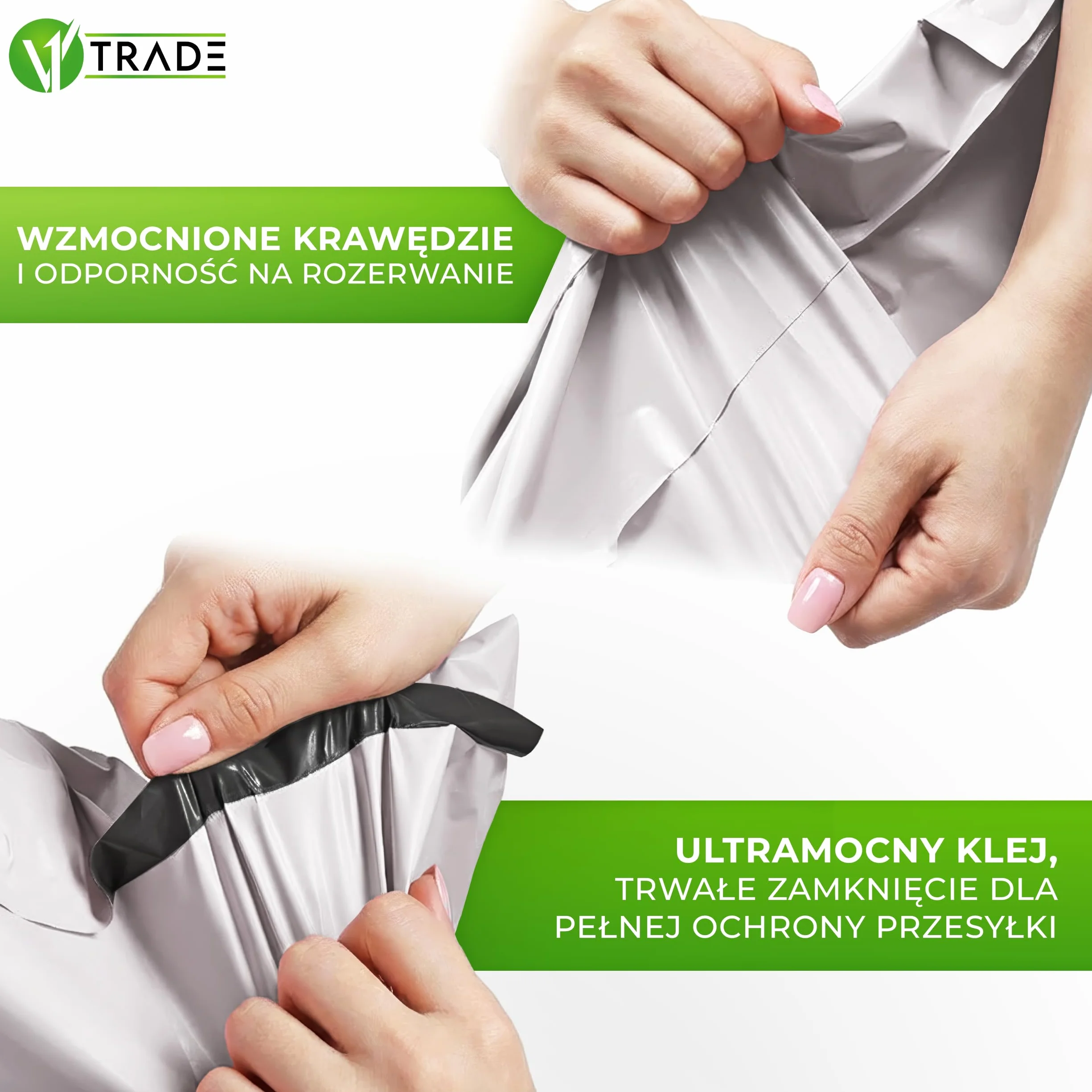 V1 TRADE torby kurierskie 26x35cm – torebki wysyłkowe z taśmą samoprzylepną – torby pakowe 100 szt. – torebki wysyłkowe na ubrania, Vinted, handel online i wysyłki towarów