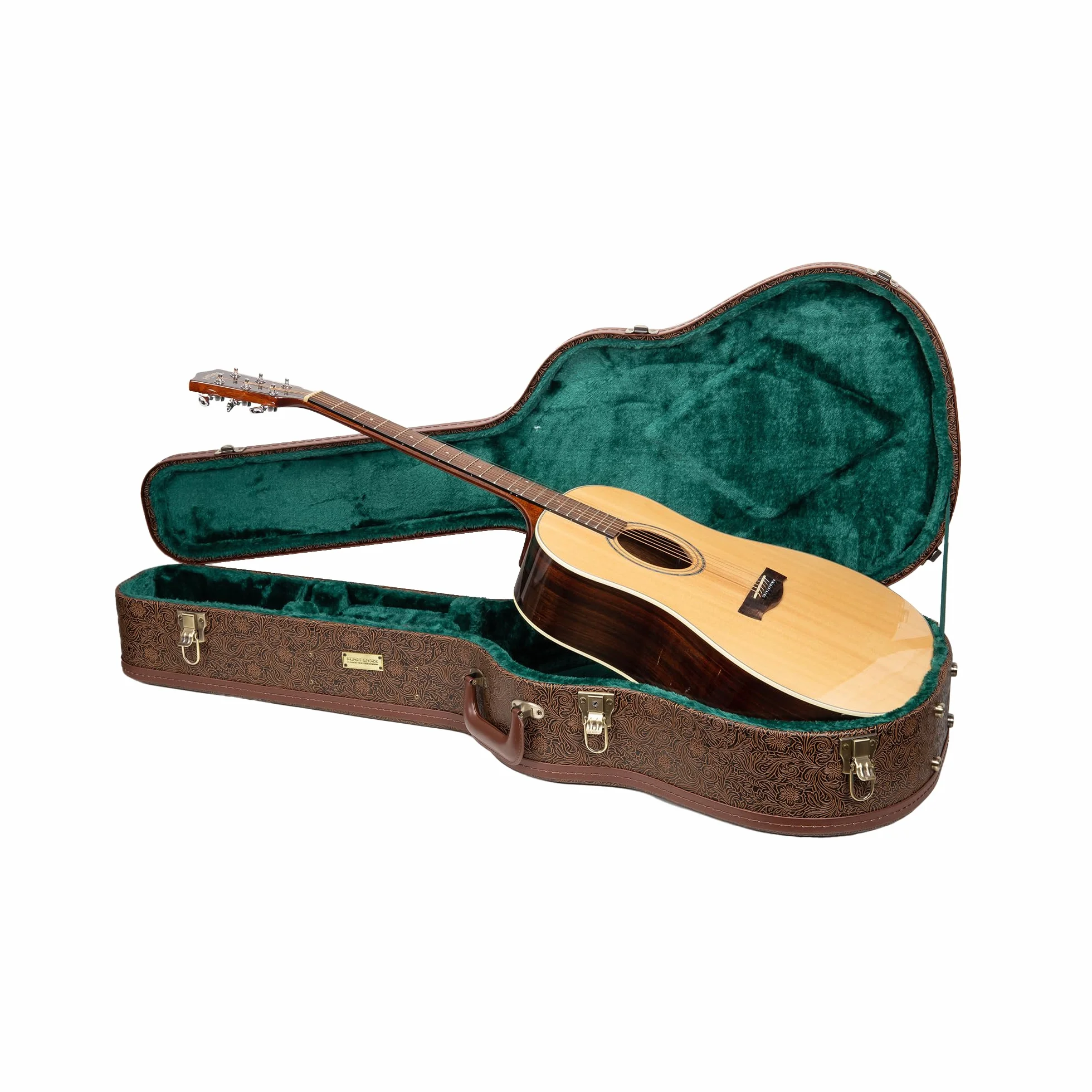 Crossrock Designer Seria Uniwersalna Drewniana Obudowa Do Gitar Gibson Acoustic J45 Martin Dreadnought Blossom Brown