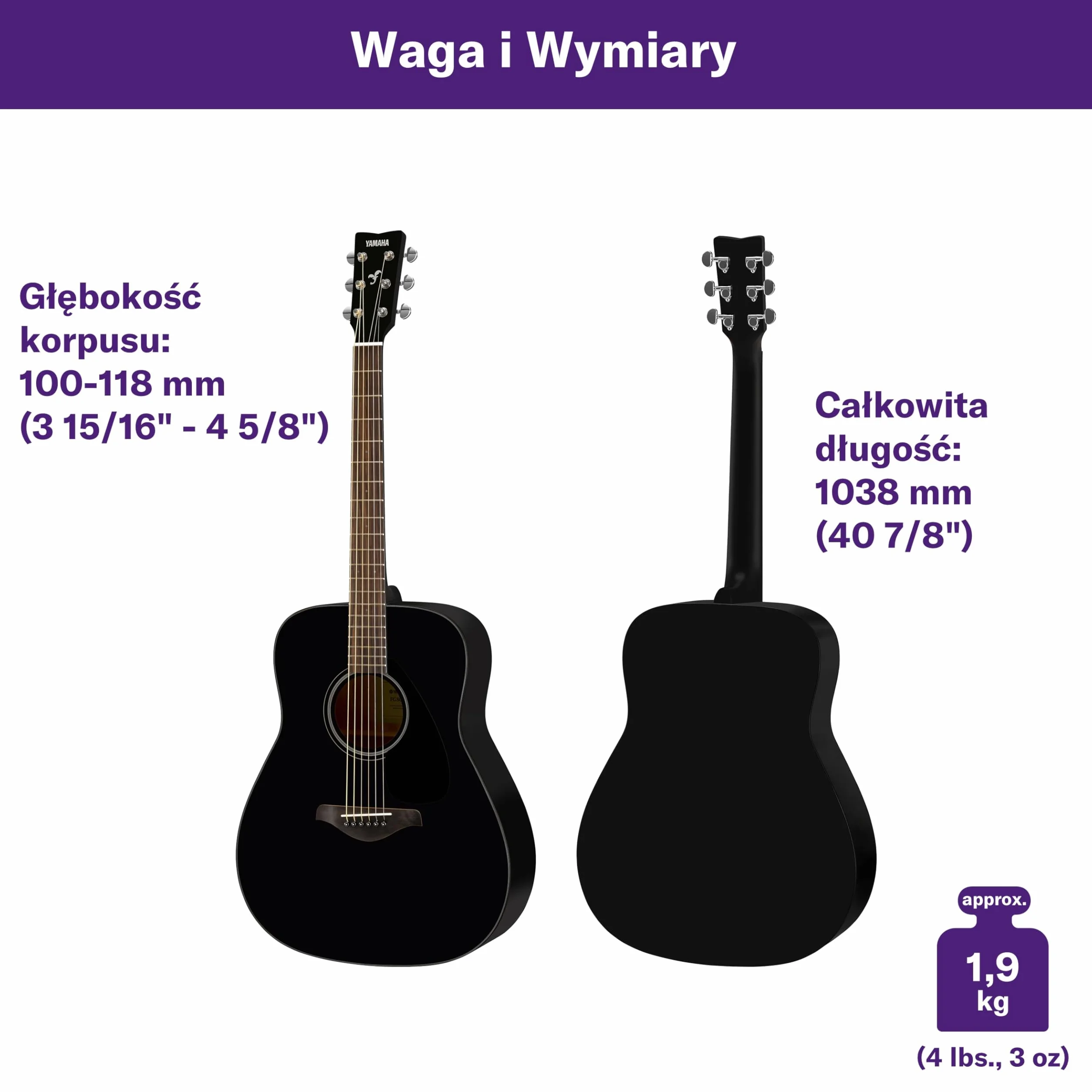 Yamaha FG800 Gitara Westernowa Akustyczna, Czarna - Autentyczny Dźwięk dla Początkujących i Dorosłych, 4/4 z Drewna
