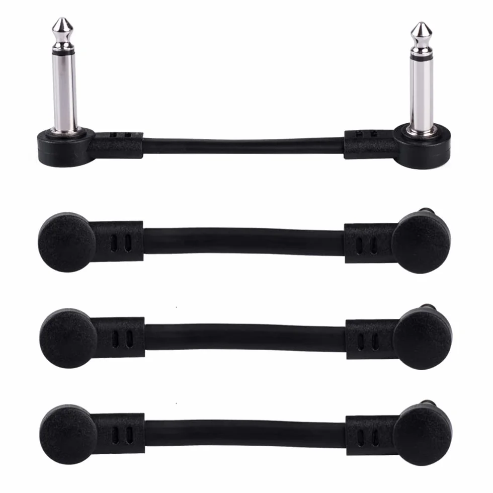 Rayzm kable krosowe do gitary, 6,35 mm zagięte kable jumperowe do efektów gitarowych/basowych, 5 cm kable jumperowe do pedalboardu (4-pak)