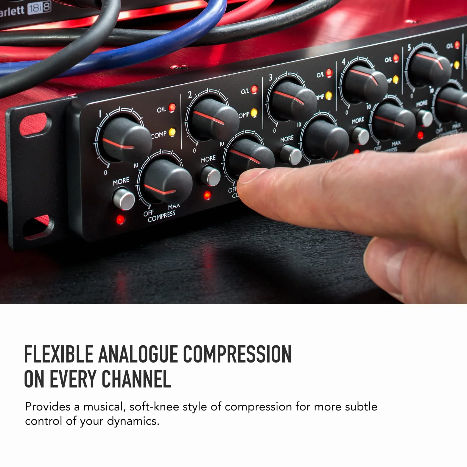 Focusrite Scarlett OctoPre Dynamic ośmiokanałowy mikrofon z konwersją A-D/D-A i kompresją analogową