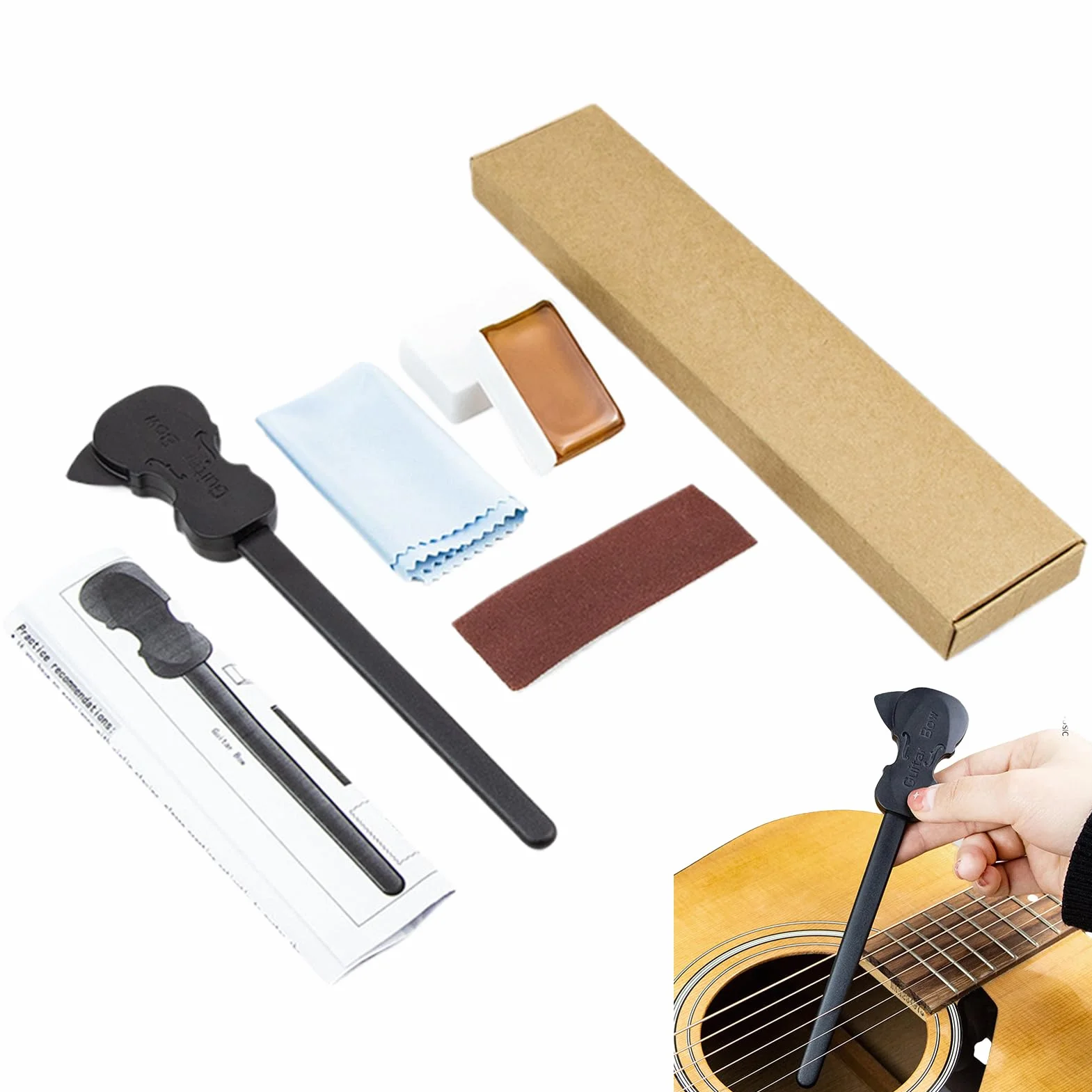 Guitar Bow, Pick Bow Acoustic, 7,67 x 1,85 Różowy Sandpaper Cloth, przenośne narzędzie wydajności dla entuzjastów muzyki Początkujący Profesjonaliści Gracze Ćwiczenia Sesje