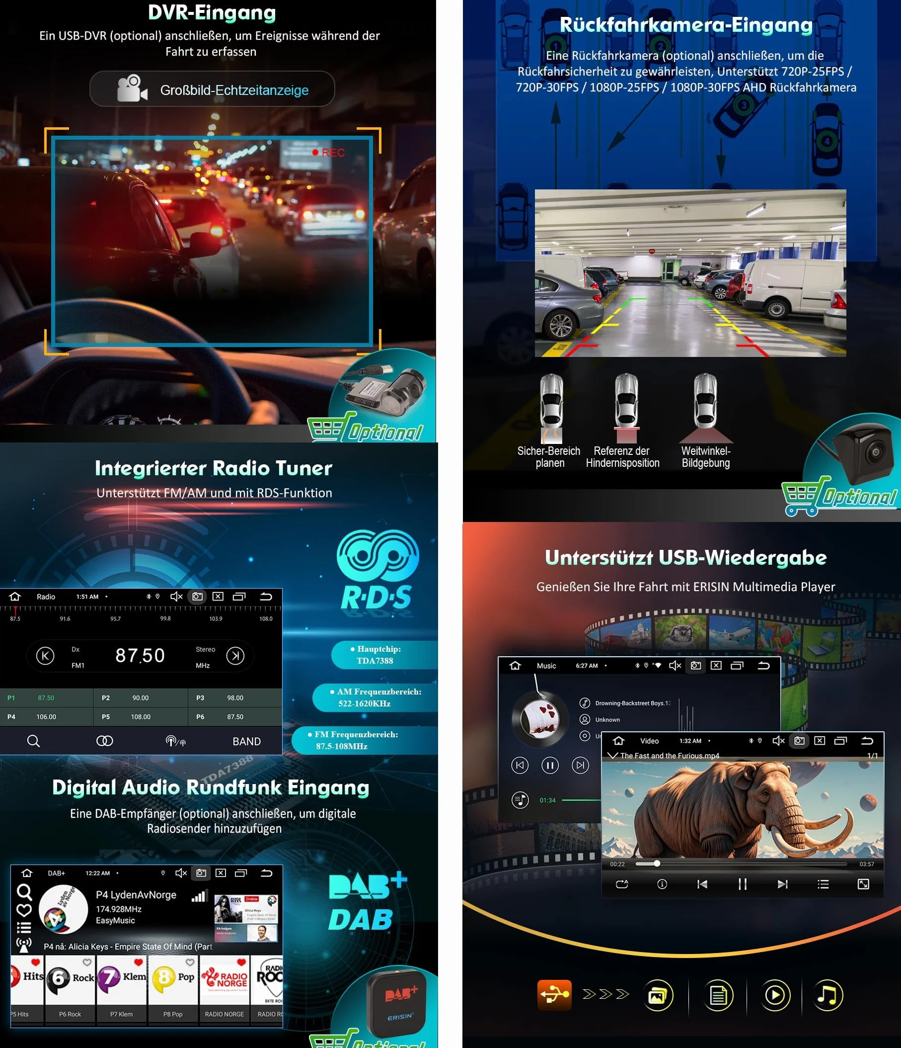 Erisin radio samochodowe 7" 8-rdzeniowe 4GB+64GB z systemem Android 14, Bluetooth, GPS, nawigacja do Mercedesa Klasa A W169, Klasa B W245, Viano, Vito, Sprinter, VW Crafter, Canbus, CarPlay, Android