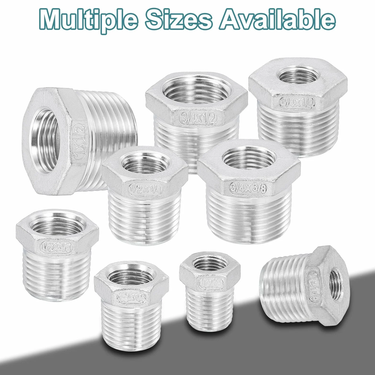QUARKZMAN 1 sztuka 3/4" męski na 1/4" żeński NPT 304 reduktor ze stali nierdzewnej gniazdo sześciokątne, redukcja rury żeliwnej, złączka adaptera do przemysłowych, systemów naftowych/gazowych i