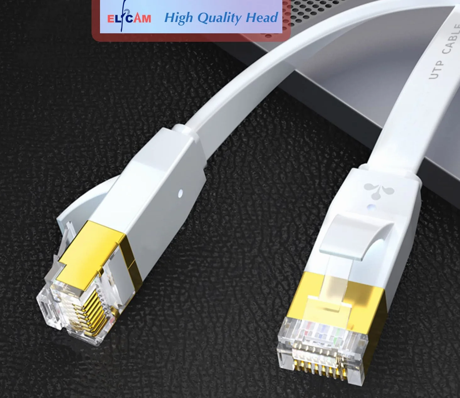 Elfcam® Kabel Ethernet Cat 7 o długości 15 metrów, płaski kabel RJ45 LAN, szybki internetowy kabel do transmisji danych, 100% miedź, STP, 32 AWG, biały