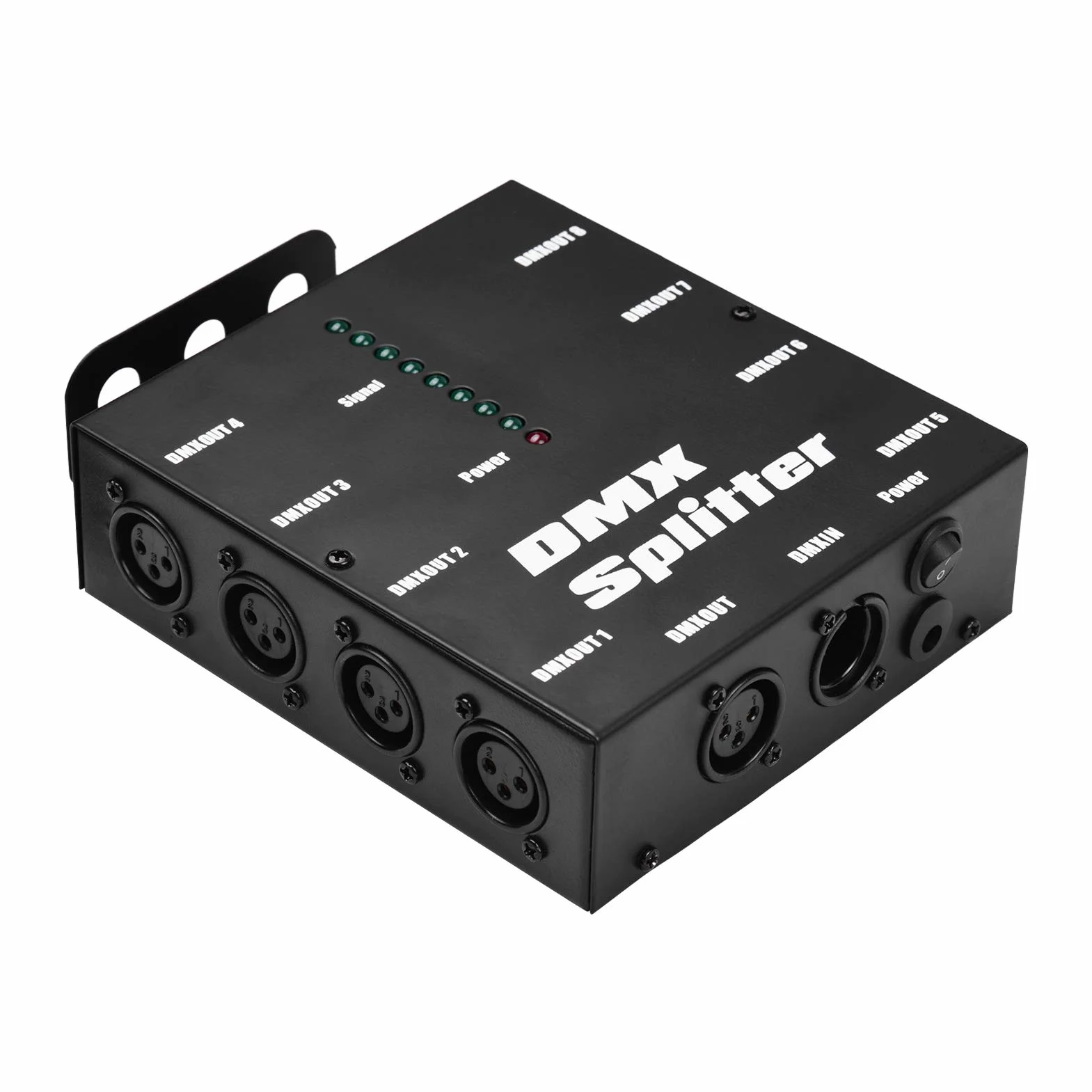 Rozdzielacz sygnału światła, KOCAN DMX512 Optyczny rozdzielacz sygnału dystrybutora 1 bezpośrednie wejście i wyjście 8 niezależnych wyjść do kontrolera oświetlenia Konsola sceniczna DJ Club D