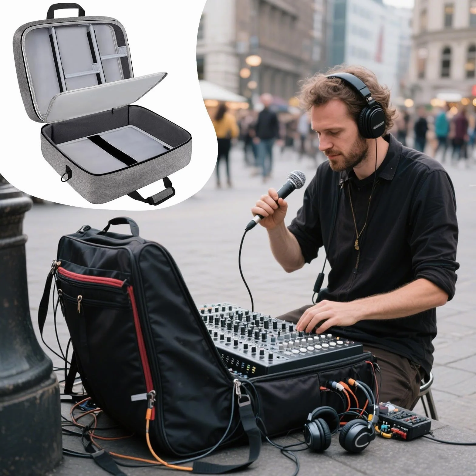 Torba na mikser audio, ochronna torba na mikser DJ-ski z wyściółką 10 mm – odporne na zarysowania przechowywanie sprzętu do studia muzycznego podczas koncertów, występów na żywo
