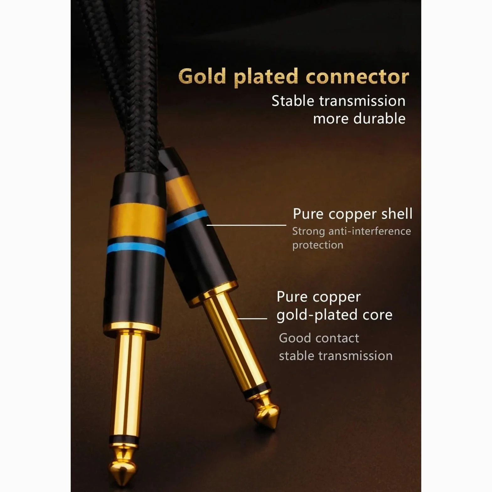 Dorosły Kabel Do Gitary Wytrzymały Kabel Gitarowy Z Wyjściem 6,5 Mm Do Wzmacniacza Miksującego Stereo