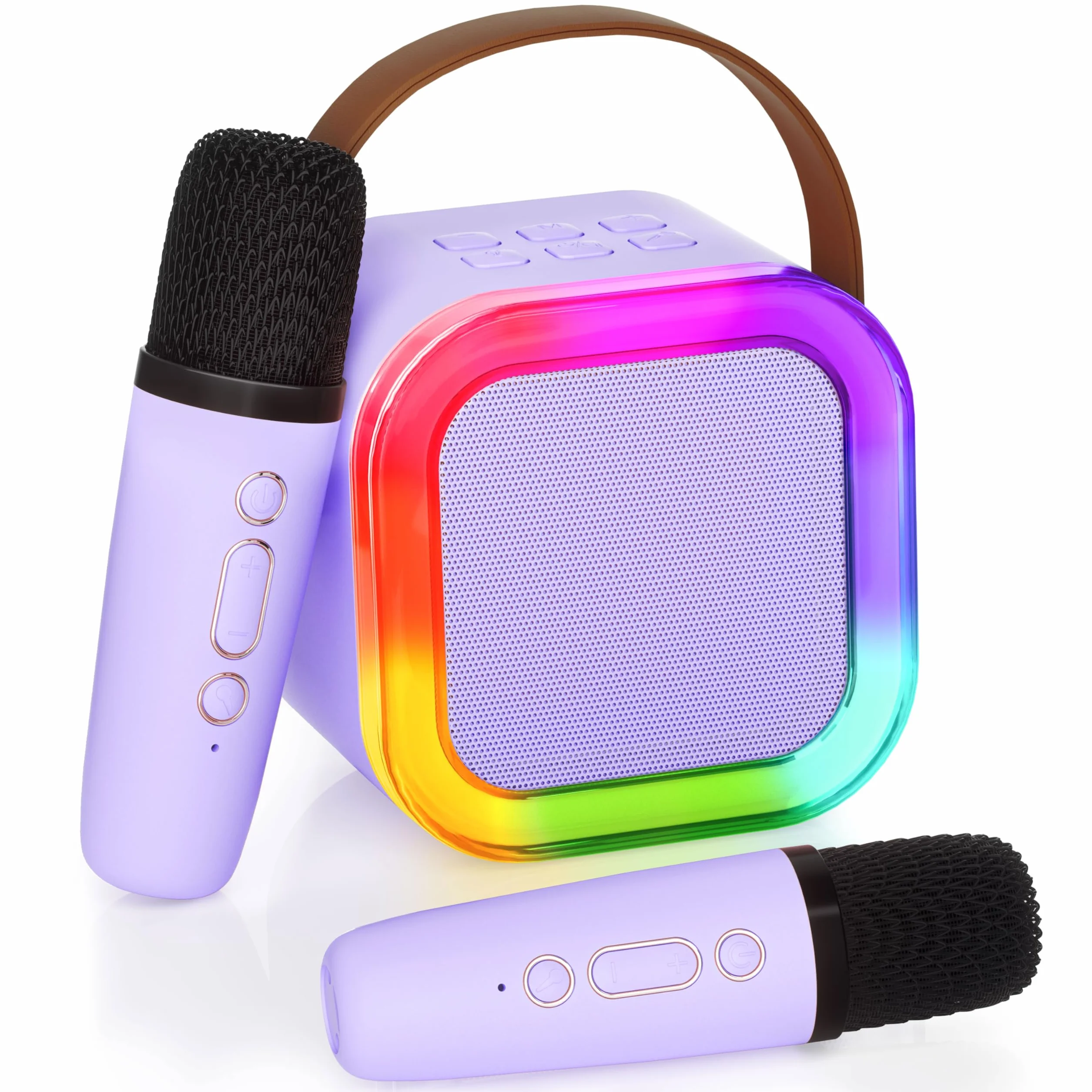 Ankuka Karaoke dla dzieci Karaoke 2 bezprzewodowe mikrofony dla 4 5 6 7 8 9 10 11 12 lat, głośnik Bluetooth dla dzieci ze światłami, dziewczynka/urodziny/impreza/rodzina (fioletowy)
