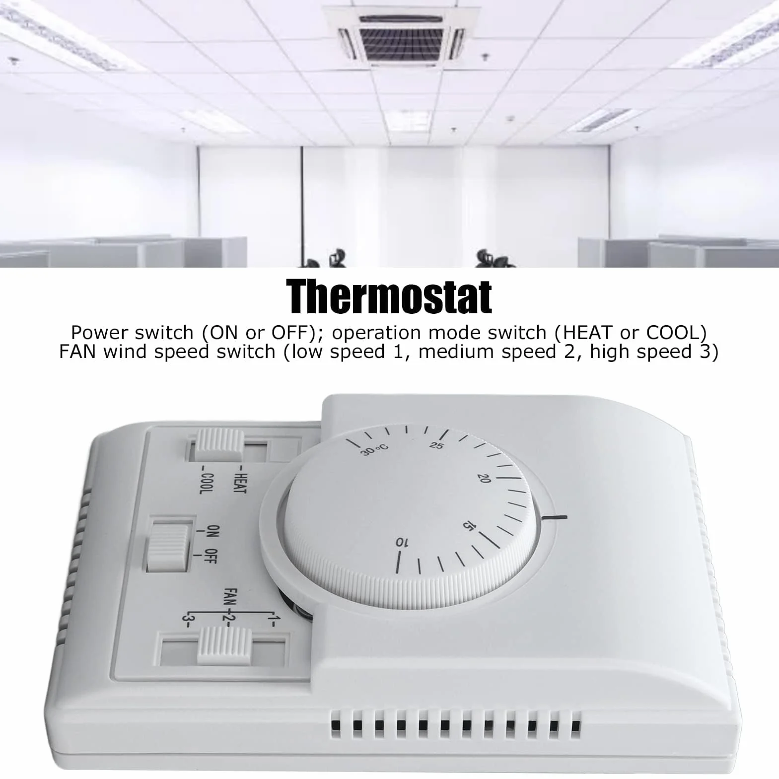 Termostat Centralnej Klimatyzacji 2-drogowy Przełącznik Termostatu ABS Mechaniczny Przełącznik Sterujący Klimatyzatora 110-220 V