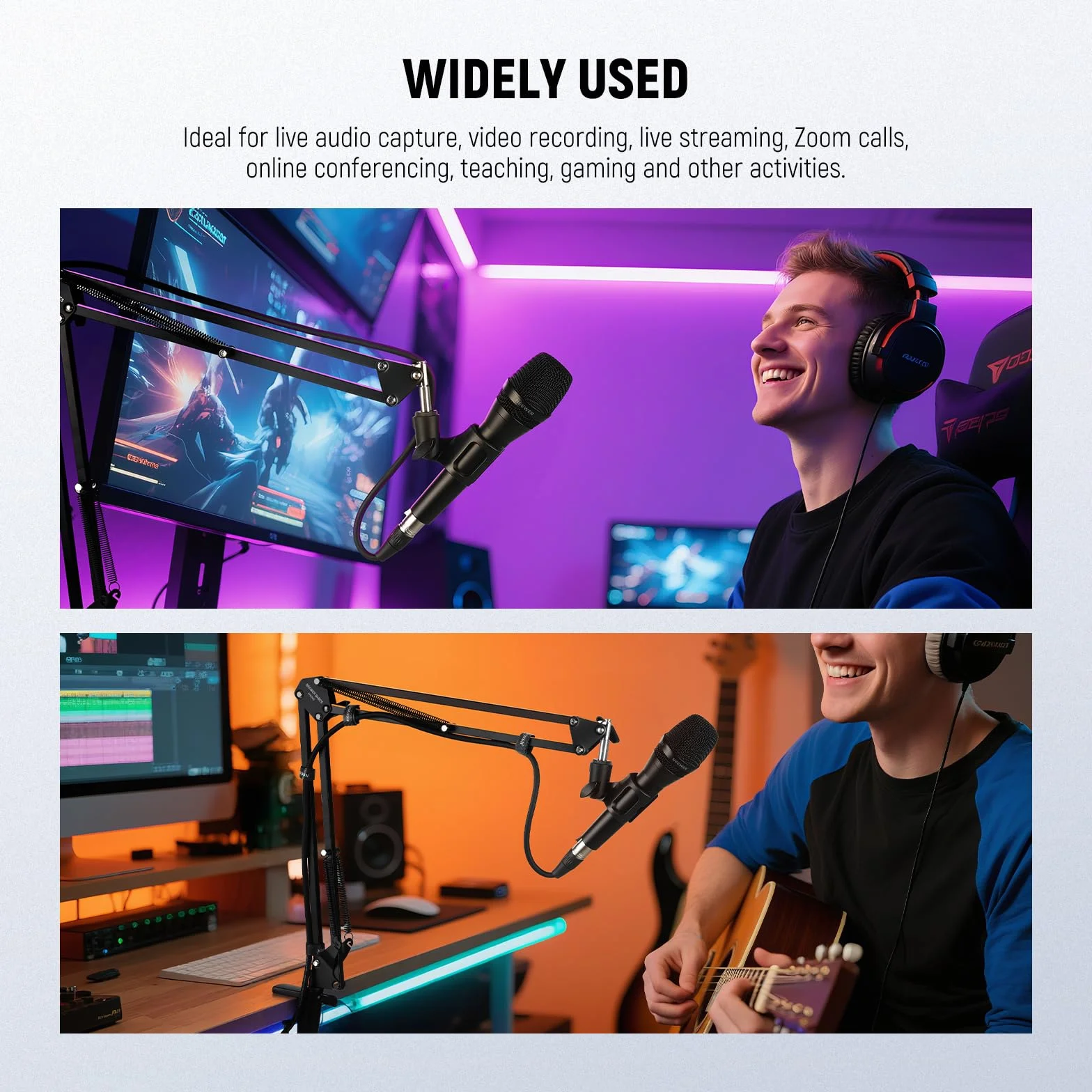 NEEWER Stojak na ramię mikrofonowe, wysięgnik nożycowy, uchwyt na biurko z klipsem i adapter 3/8 cala na 5/20.3 cm, kompatybilny z Blue Yeti Snowball HyperX QuadCast SoloCast Shure