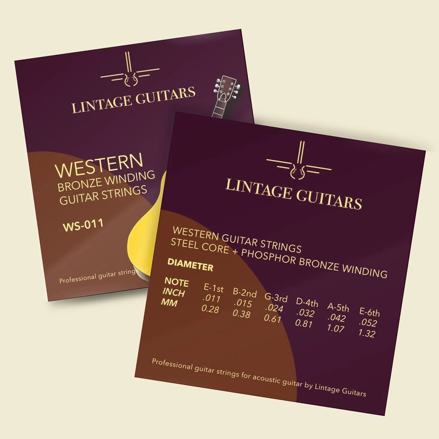 Struny do gitary Western do gitary akustycznej – „Bronze Wrapped” 0.11 – Stalowe struny gitarowe – WS-011 – Zestaw struny gitarowe akustyczne – Guitar Strings Acoustic 6 String Set