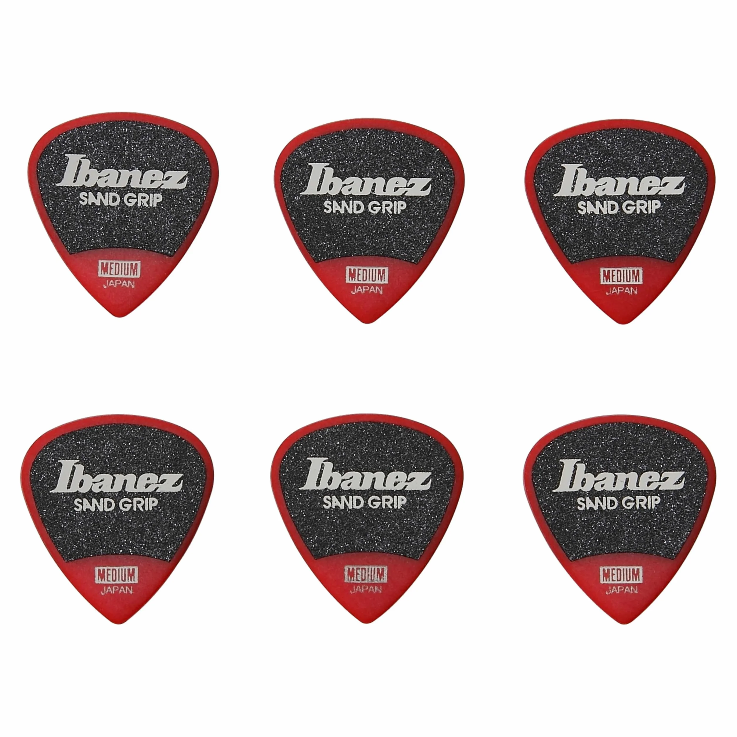 Ibanez PPA16MSG Sand-Grip Short Teardrop Guitar Pick Red 0.8mm (6-Pack) - Zestaw kostek