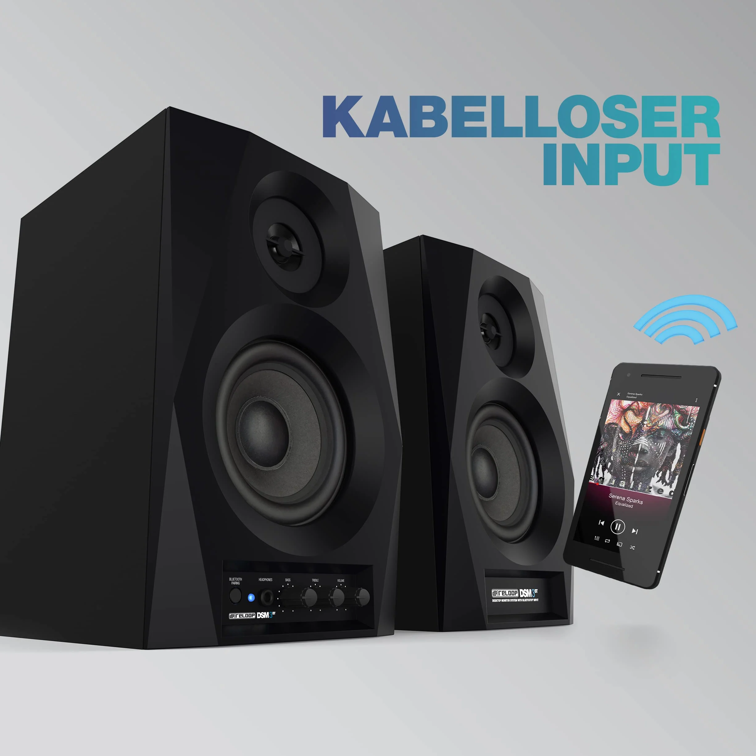 Reloop DSM-3 BT | Bluetooth PC Speaker dla DJ-ów i producentów, Profesjonalny 2-drożny aktywny system monitorowy z wejściem bezprzewodowym, Mocny i zrównoważony dźwięk dla DJ-ów i producentów.
