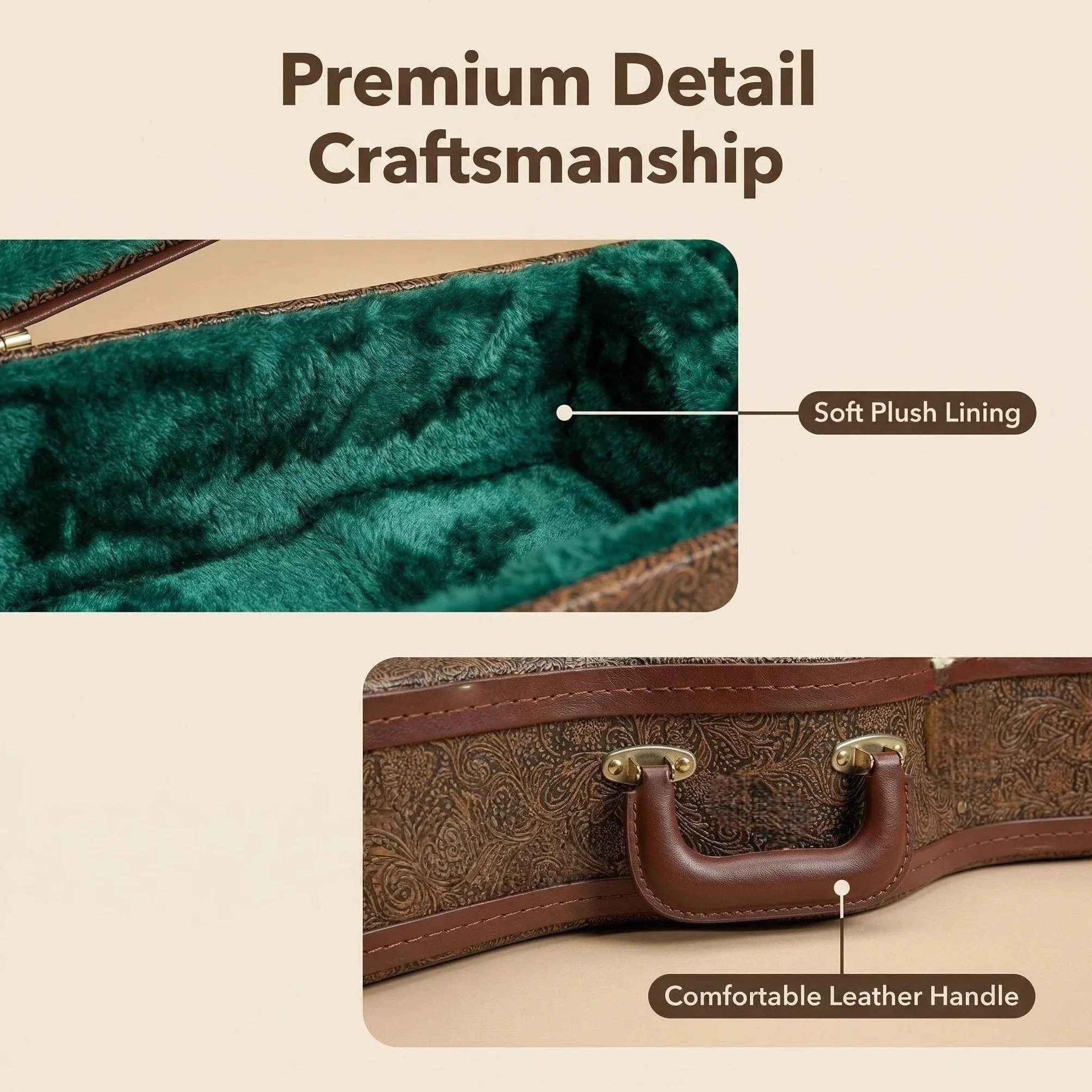 Crossrock Designer Seria Uniwersalna Drewniana Obudowa Do Gitar Gibson Acoustic J45 Martin Dreadnought Blossom Brown