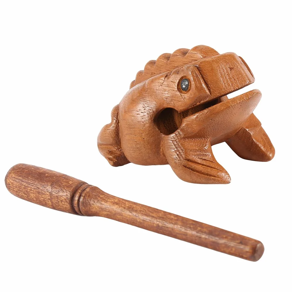 Drewniana żaba Guiro, instrumenty perkusyjne żaba ozdoby, tradycyjne rzemiosło Drewniana żaba na szczęście rechot Instrument muzyczny wystrój biura domowego(#3 10.6CM)