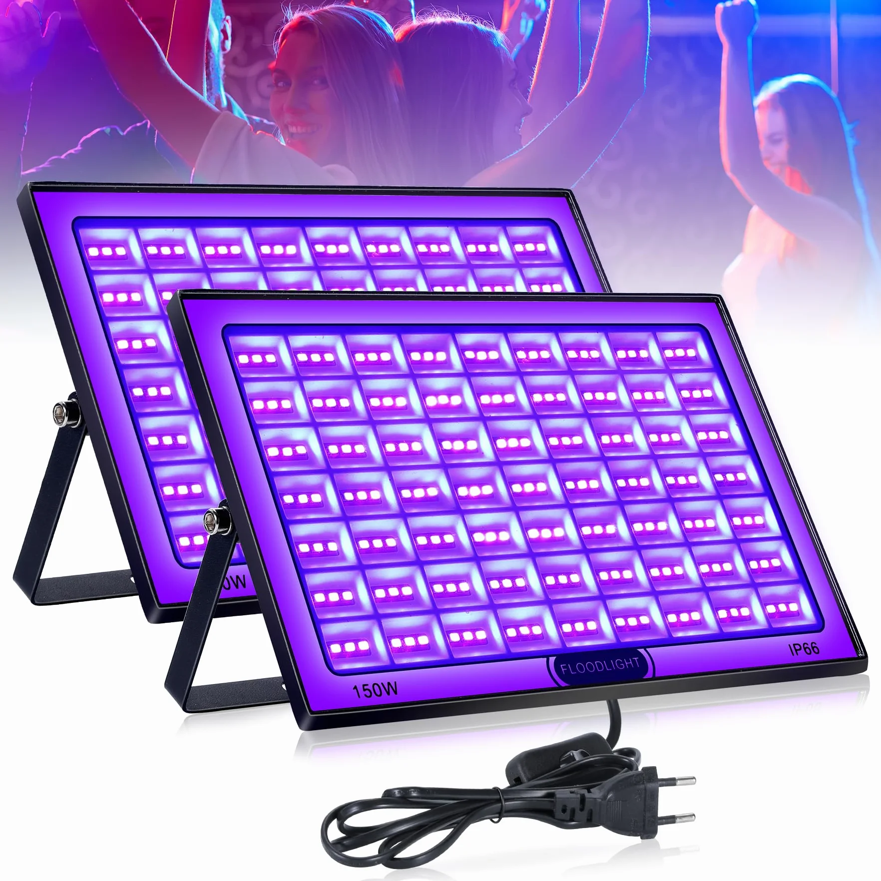 BOSYTRO 50W/100W/150W LED Czarna Światło, IP66 Wodoodporne UV, Światła UV dla Glow Party, Dekoracje Halloween, Body Paint, Oświetlenie Sceniczne, Akcesoria na Glow In The Dark Party (150W-2)