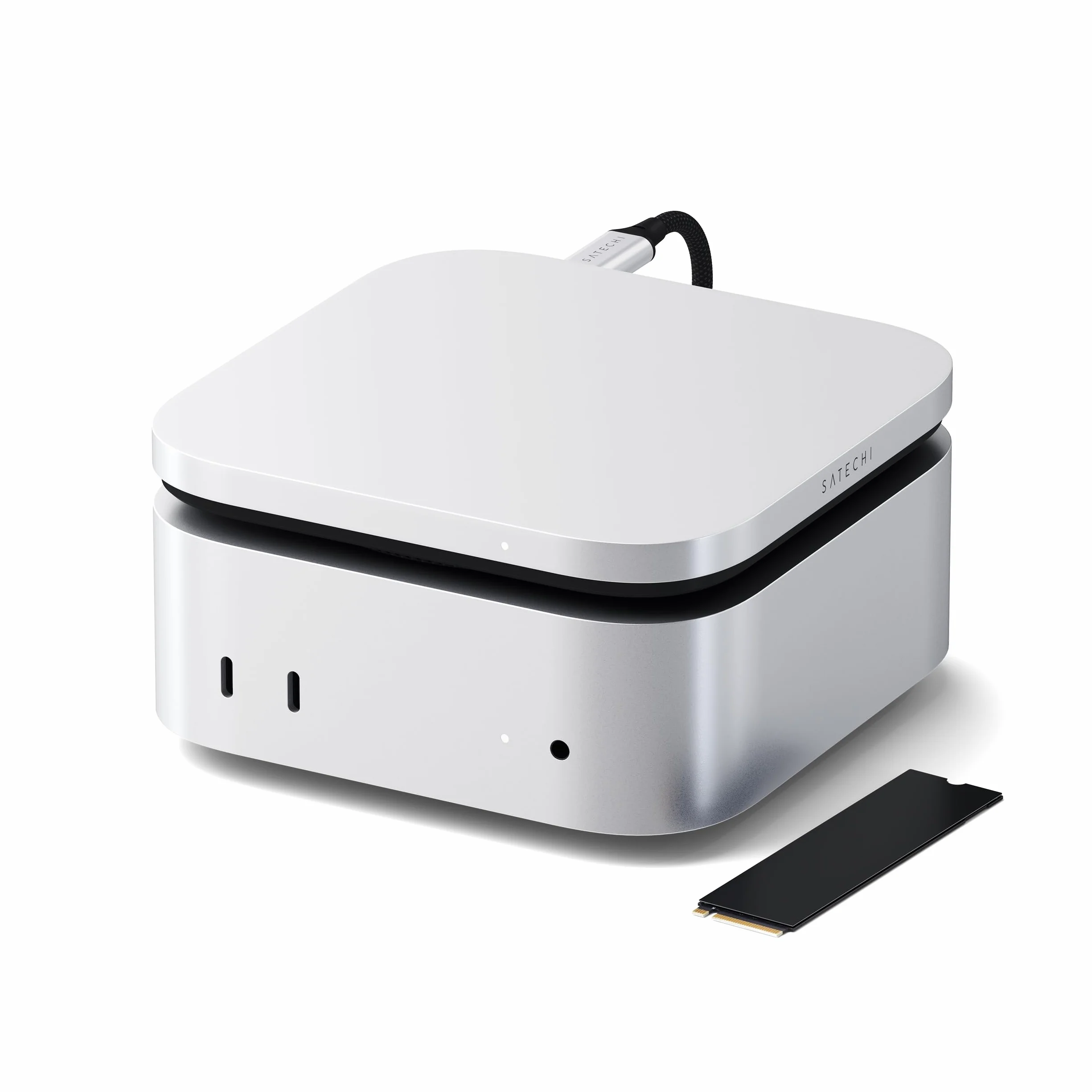 SATECHI USB4 NVMe SSD Obudowa do Mac Mini M4, do Thunderbolt 5/4, do 8TB, Prędkość 40Gbps, System Chłodzenia, do Dysków SSD M.2 2280/2260/2242/2230 (Dysk Nie Jest Dołączony)