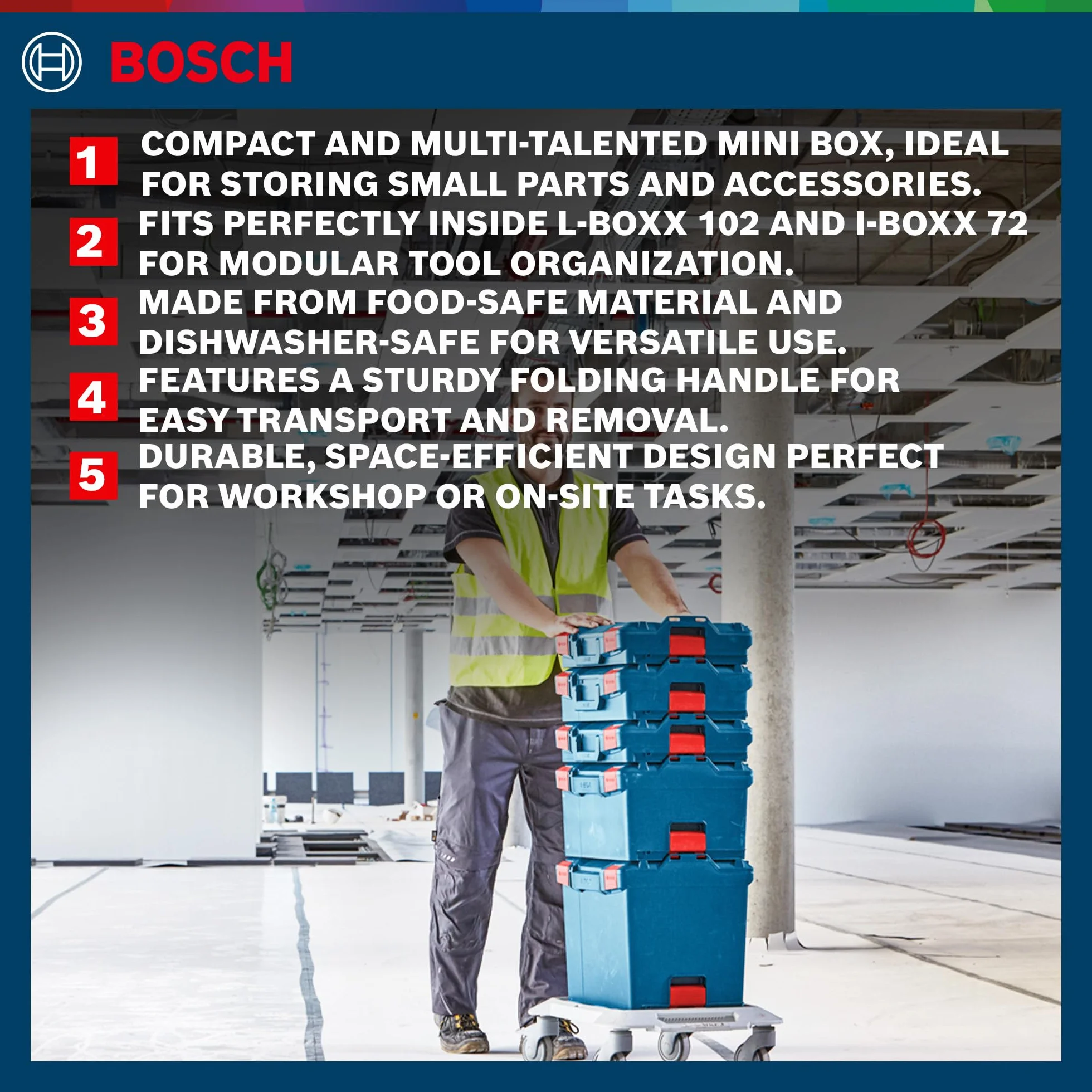 Bosch Professional: walizka L-BOXX Mini (miniwersja walizki L-BOXX, należąca do systemu Mobility, wymiary 260 x 155 x 63 mm, 0.3 kg)