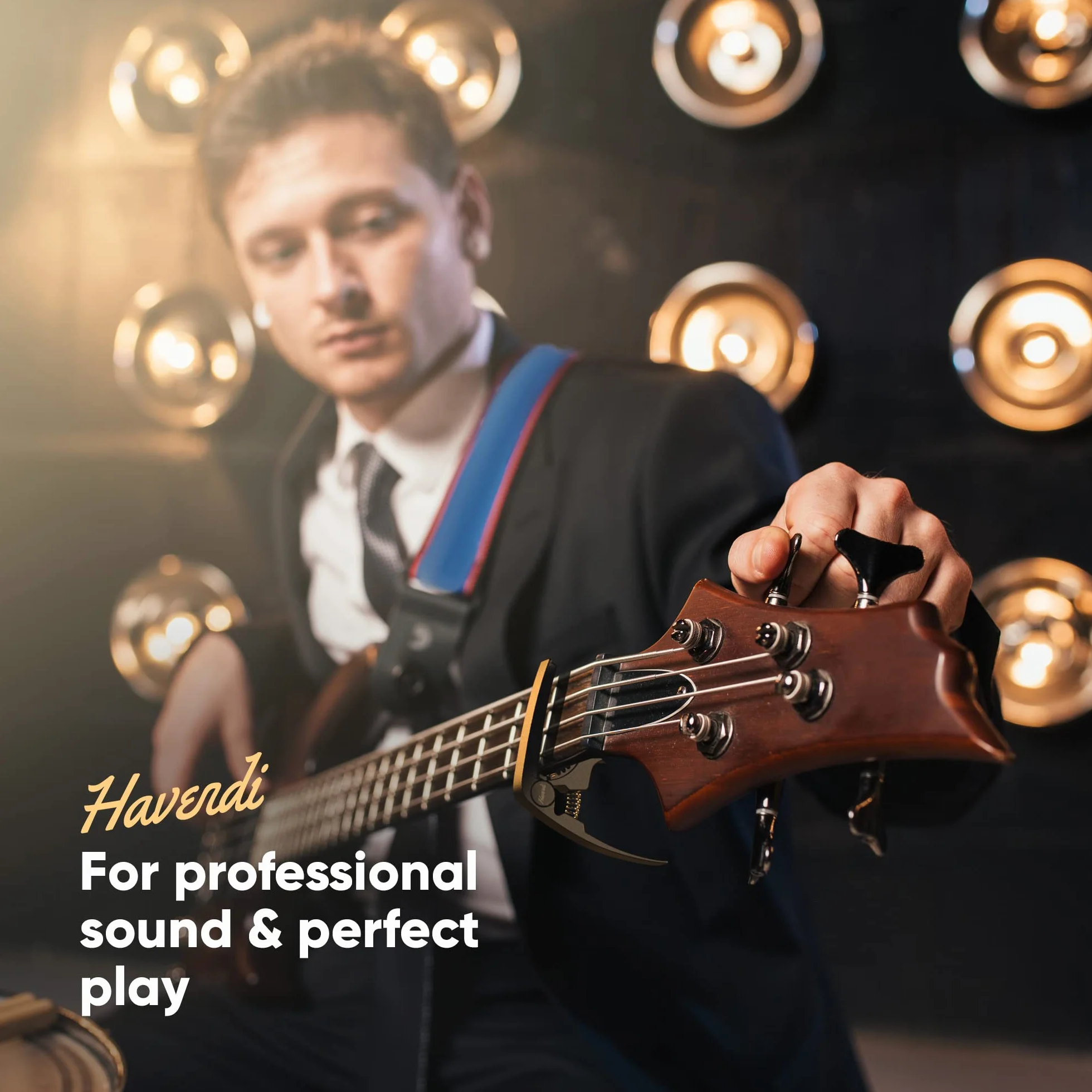 HAVENDI® Kapodaster do gitary + 3 kostki | dziecinnie łatwa obsługa | Capo do gitary – gitara westernowa, akustyczna, koncertowa, elektryczna i ukulele