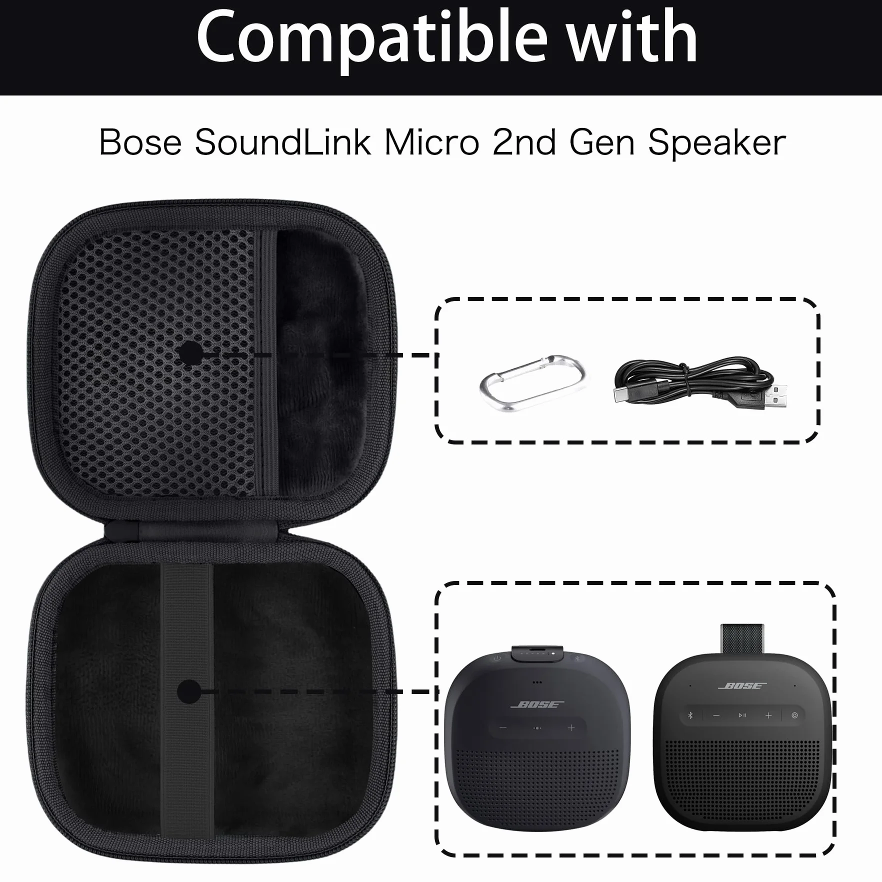 co2CREA Twardy futerał podróżny do głośnika Bose SoundLink Micro Bluetooth