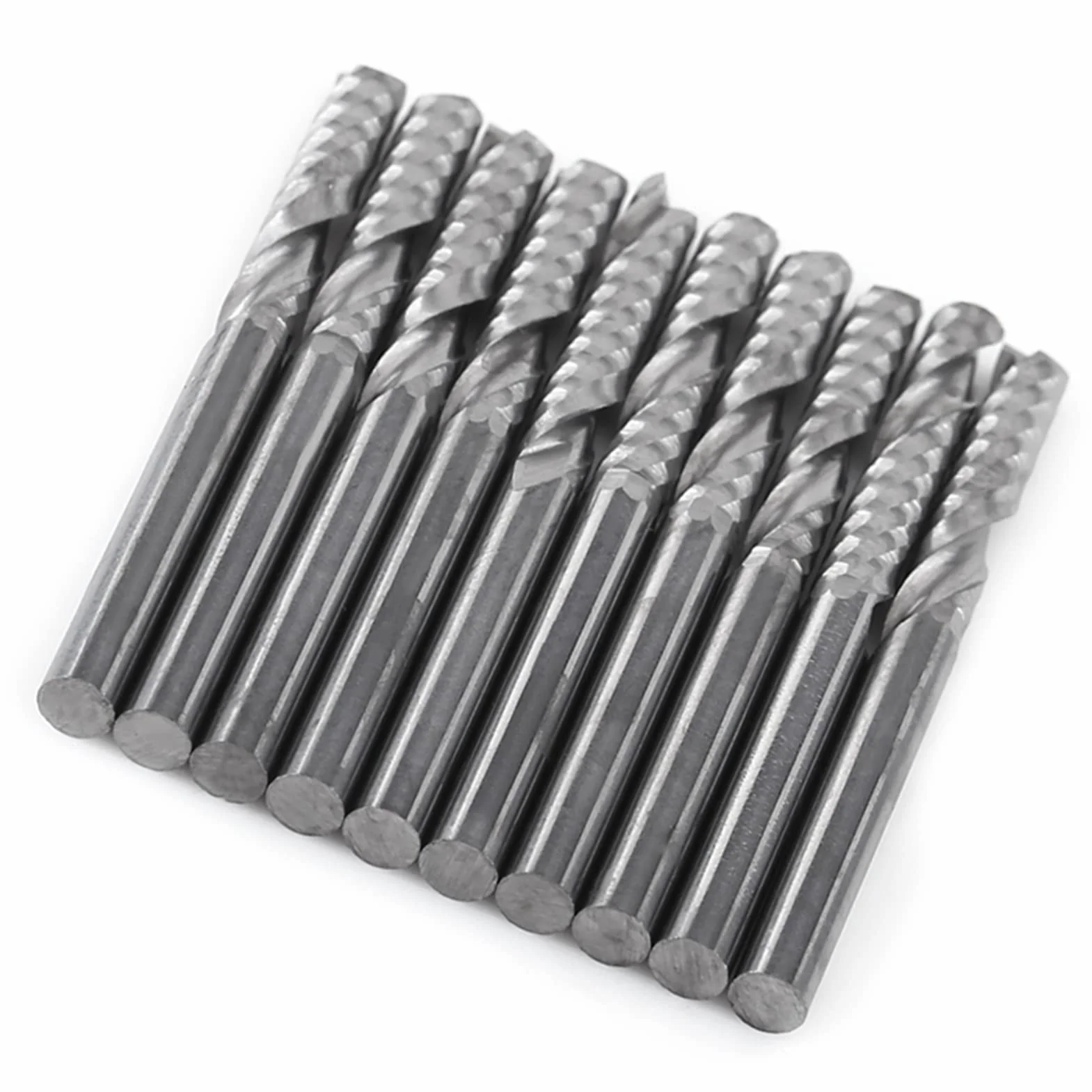 Wiertła do frezów, 10 szt. proste wiertła z chwytem frezy zestaw narzędzi CNC 3,175 mm średnica 22 mm długość do drewna stal aluminiowa