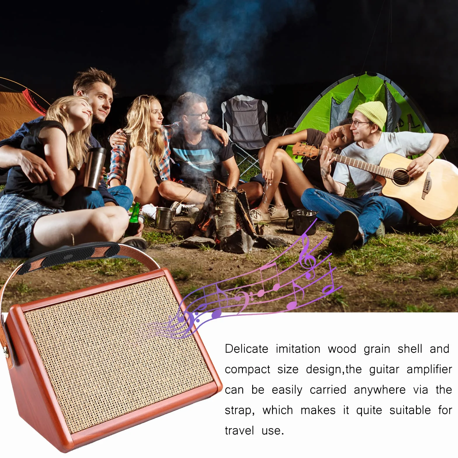 wzmacniacz gitarowy AC-15 15 W przenośny wzmacniacz do gitary akustycznej wzmacniacz BT głośnik z wejściem mikrofonowym obsługuje głośność basów tonów wysokich tonów efekt pogłosu wbudowany