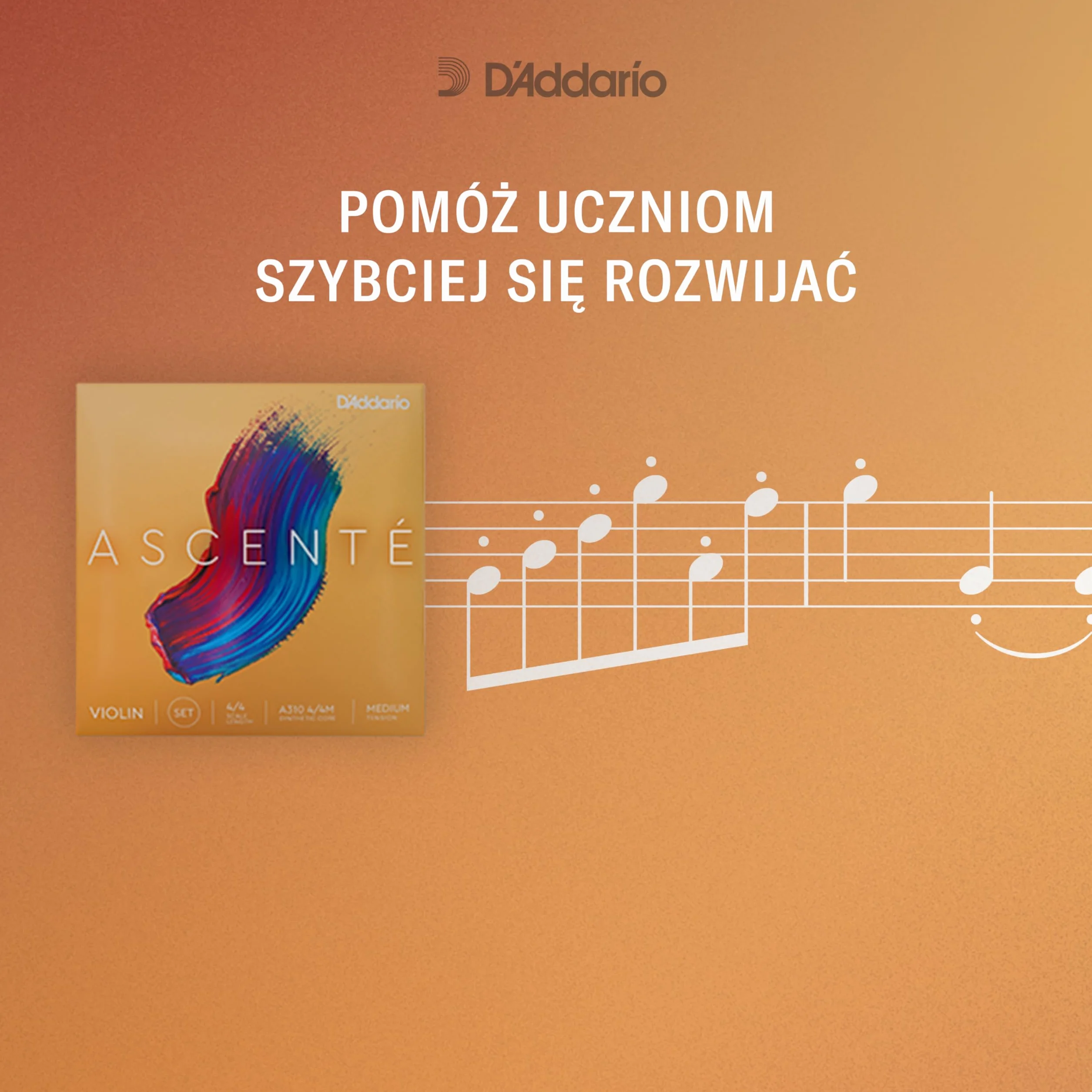 D'Addario A311 4/4M średnie napięcie Ascenté Violin E String, skala 4/4