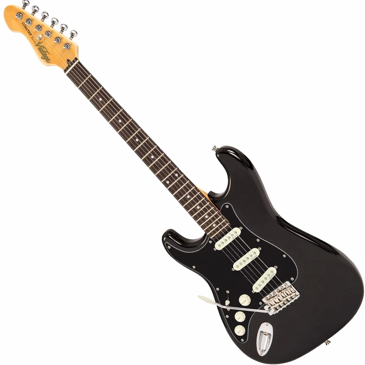 VINTAGE V60 COASTER SERIES LEWA GITARA ELEKTRYCZNA - BŁYSZCZARNA