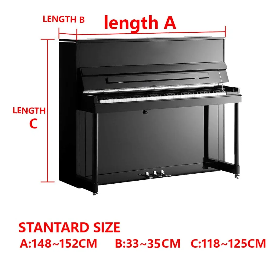 Pokrowiec na pianino, pokrowiec na klawiaturę fortepianu, na pianino standardowe 150 cm Aksamitna koronkowa, falbana Pokrowiec na pianino z pokrowcem na stołek Pokrowiec na pół pianina Pianofon z tkan