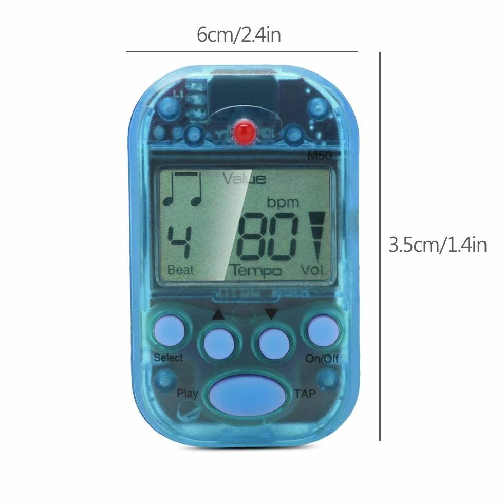 Metronom cyfrowy, M50 Meideal Blue Mini Metronom wielofunkcyjny cyfrowy pomiar beat-Tempo LCD