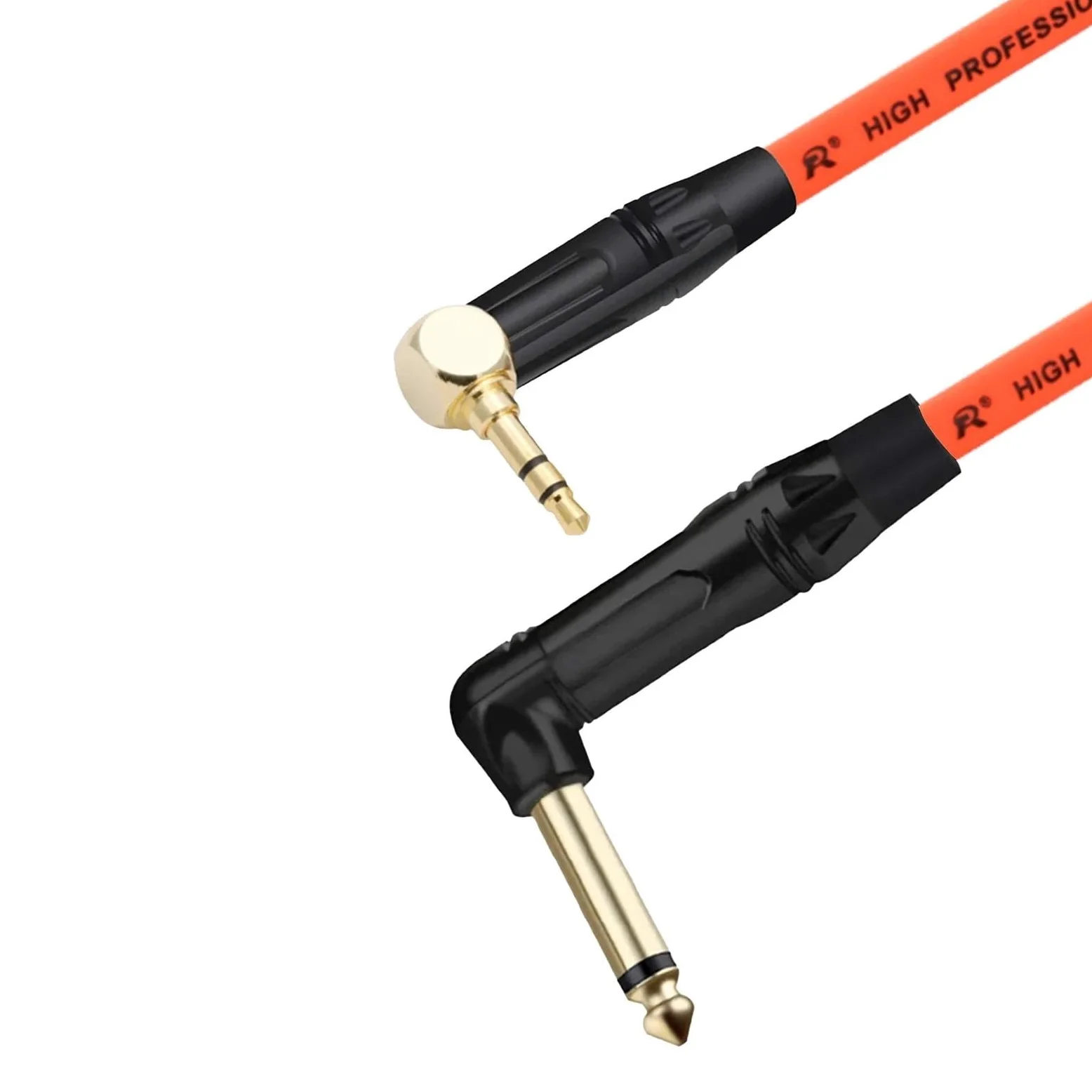 kabel audio instrumentu muzycznego 1PC Pozłacany Kąt Prosty 6,35 Mono Do 3,5 Stereo Niezbalansowany Wzmacniacz Głośnikowy Kabel Do Gitary I Klawiatury(Orange,15m)