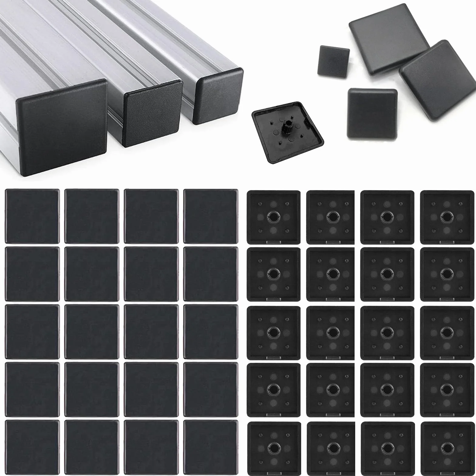 40 sztuk zaślepek z tworzywa sztucznego, czarne, 4040, zaślepki do profilu aluminiowego, 4040, do profili konstrukcyjnych aluminiowych, zaślepek profilowych, zaślepek profilowych