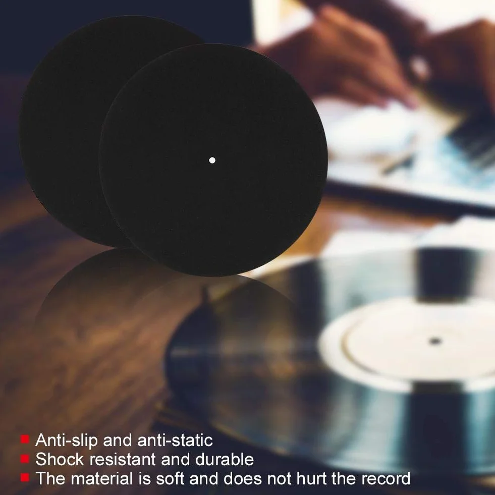 Gramofon mata gramofonowa, 2 szt.12-calowa antypoślizgowa, odporna na wstrząsy audiofilska mata z gumy silikonowej do gramofonu LP