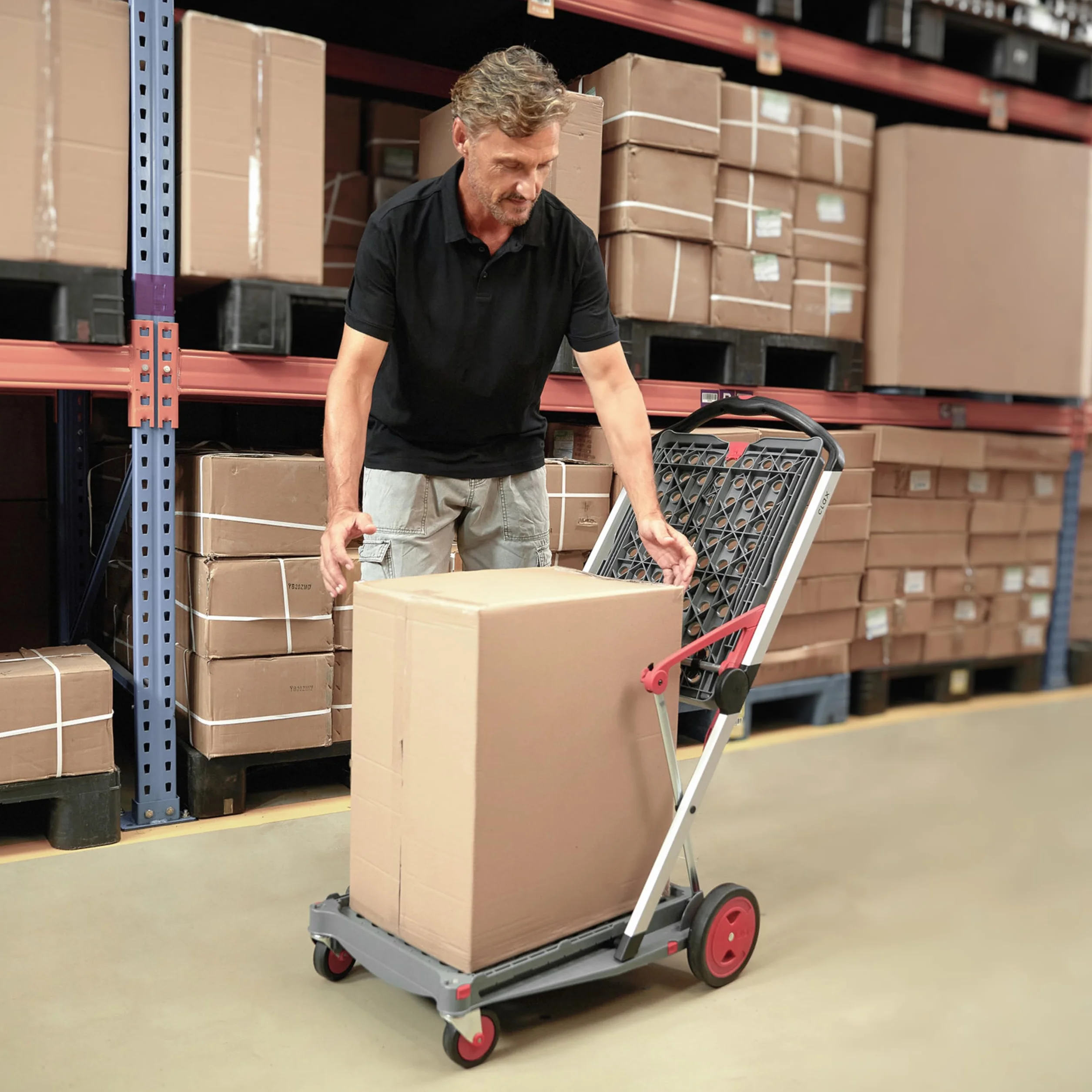 CLAX® Wózek ręczny, wózek transportowy, w zestawie składane pudełko, różowy