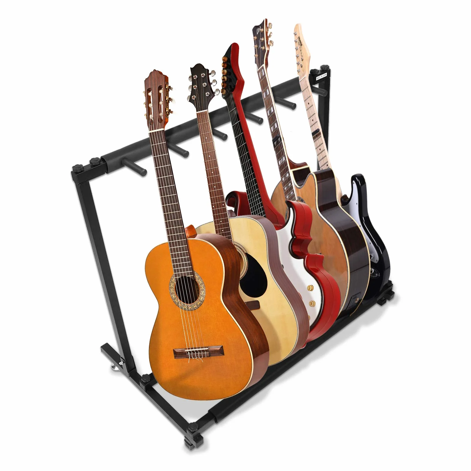 Stojak na wiele gitar 5-kierunkowy metalowy organizer z gumowym wypełnieniem do gitar elektrycznych basowych