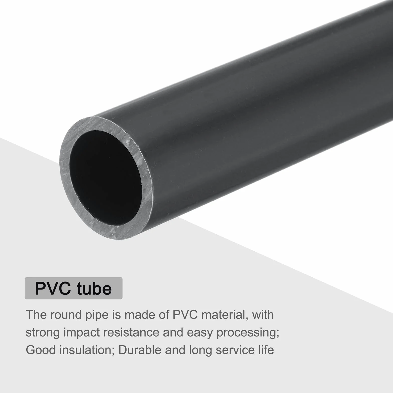 QUARKZMAN Okrągła sztywna rura PVC 15,4 mm ID 20 mm OD 20 cm / 8" Długość ciemnoszara o wysokiej wytrzymałości do rur wodnych rzemiosło osłona kabla