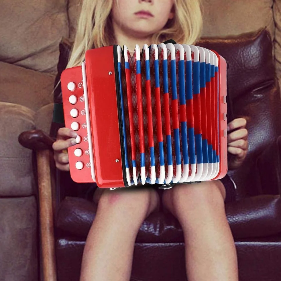 Harmonijka Mini 7 klawiszy przenośny instrument muzyczny dla dzieci czerwony