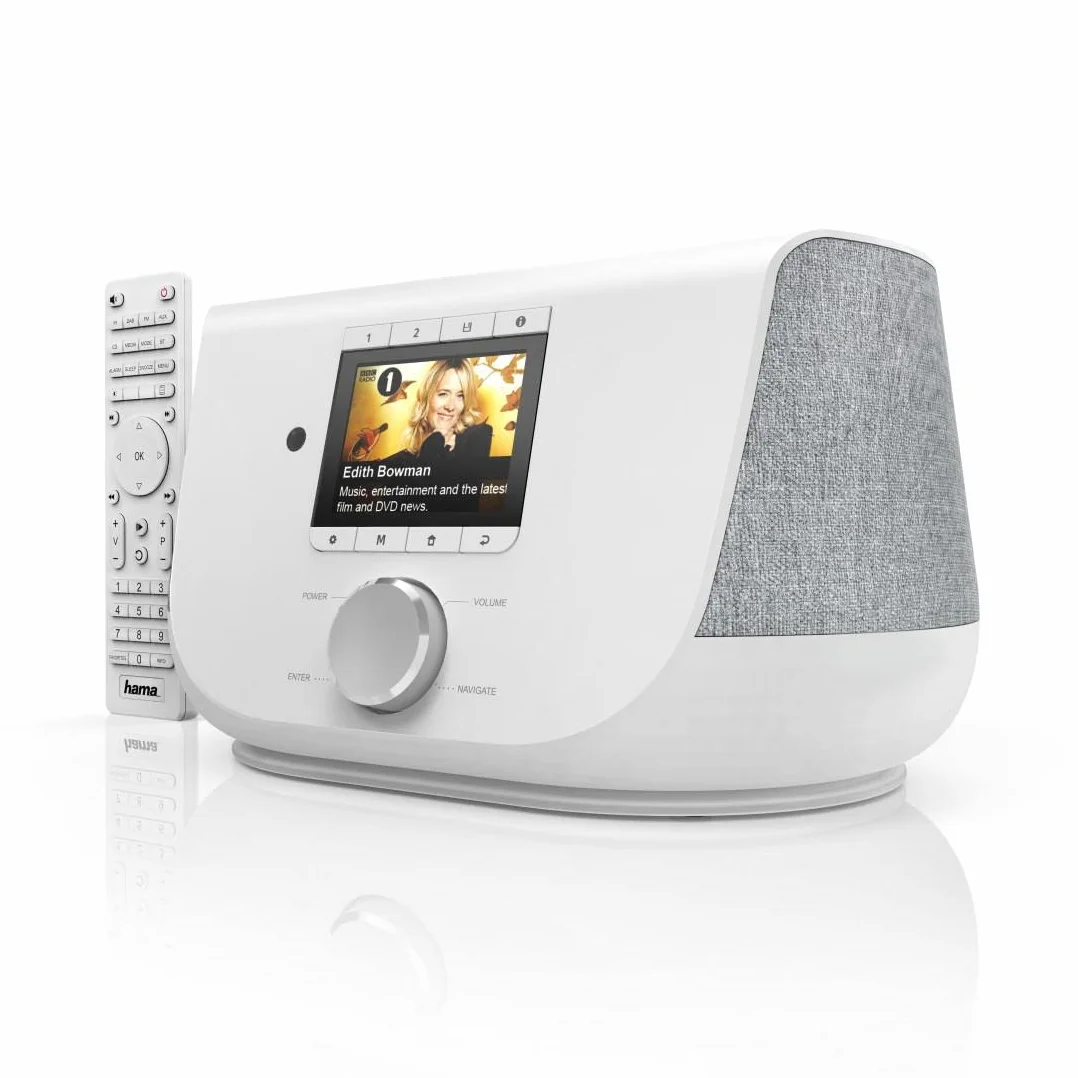Hama Radio Cyfrowe DIR3300SBT FM/DAB/DAB+/INT/BT (radio internetowe, gniazdo USB A/F/jack 3,5mm, 2.4GHz/5GHz, 20 W, stereo, pilot, 24,5 x 15,5 x 15,5 cm, kabel 1,8m) białe